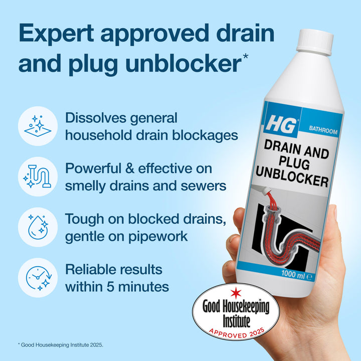 HG Liquid Drain Unblocker – 1L Fast-Acting Drain Cleaner for Sinks, Pipes & Plug Holes