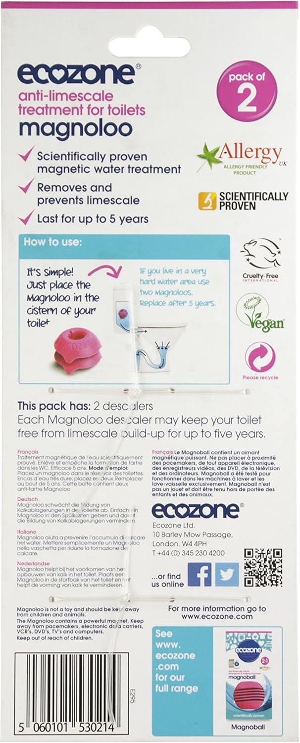 Ecozone Magnoloo Anti Limescale Treatment for Toilets - Pack of 2