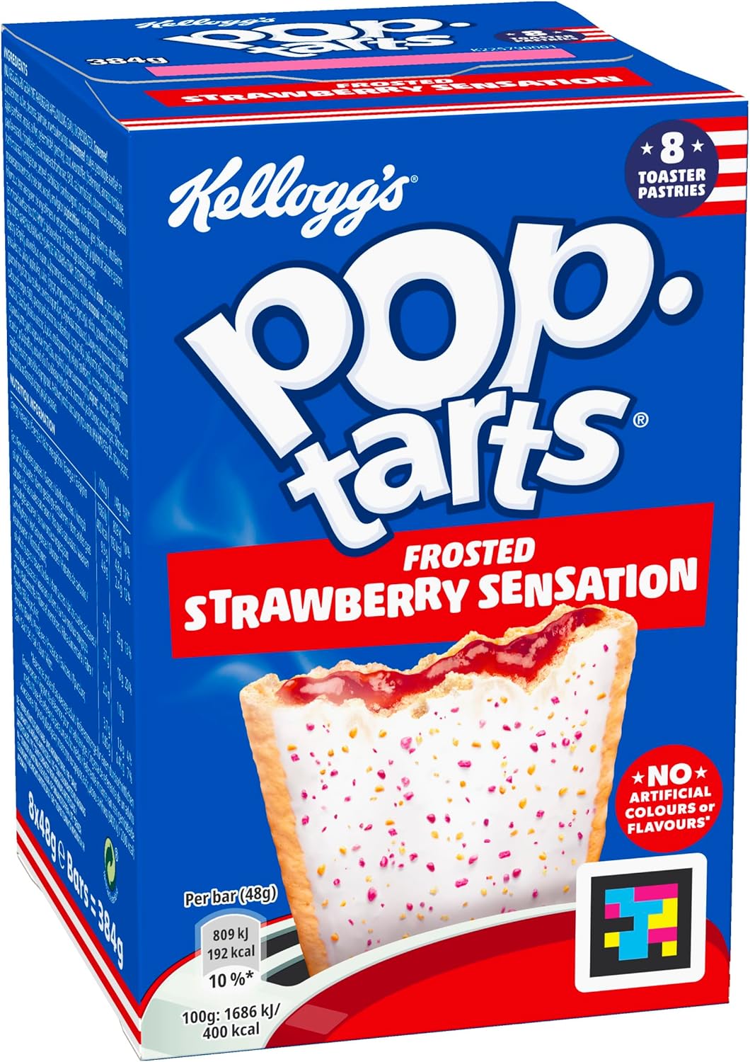 Kellogg's Pop-Tarts Frosted Strawberry Sensation Toaster Pastries Box, 8 x 48g 1