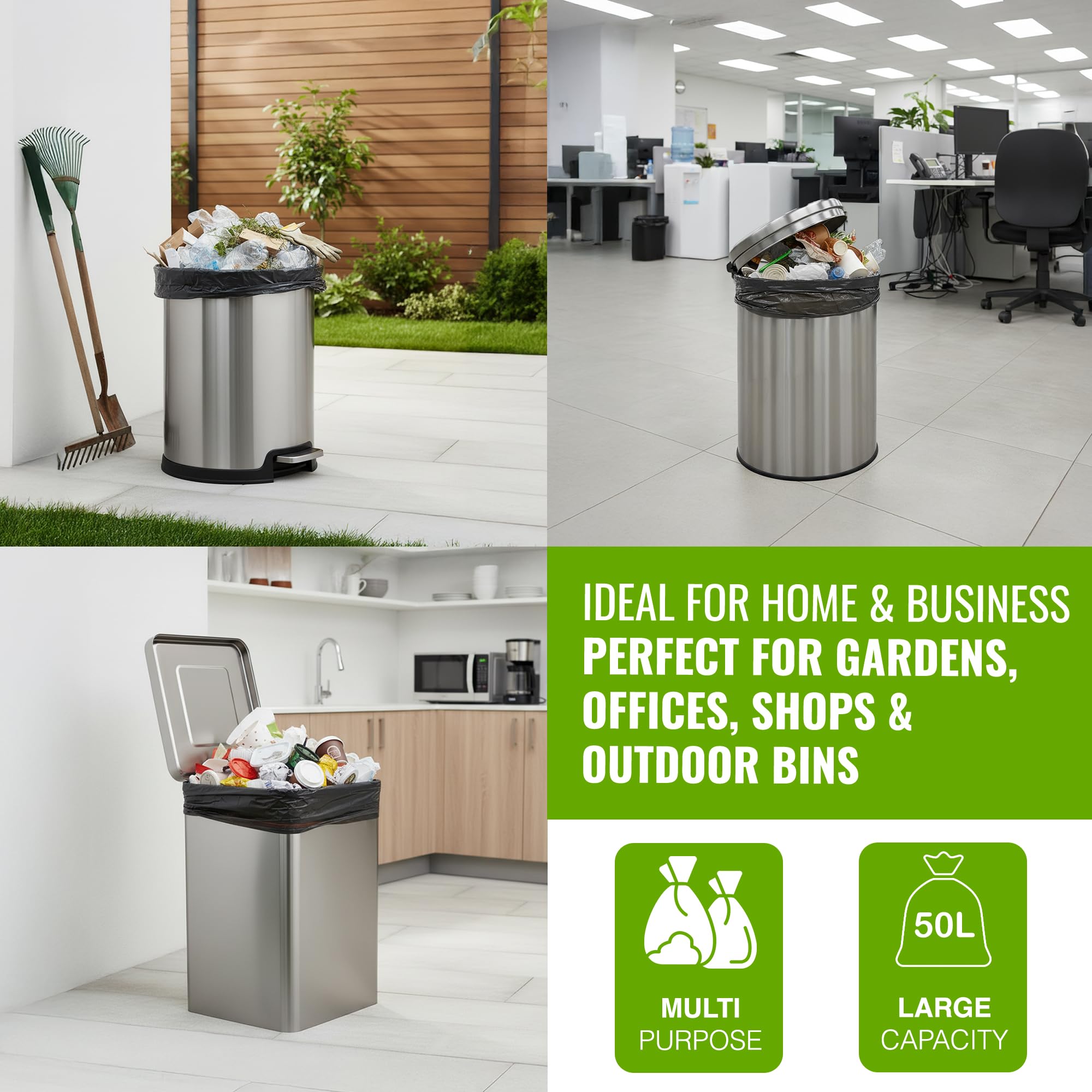 EcoBag Super Strong Heavy Duty Refuse Sacks - 50L Capacity, 50 Pack | Leak Resistant, Recyclable 8