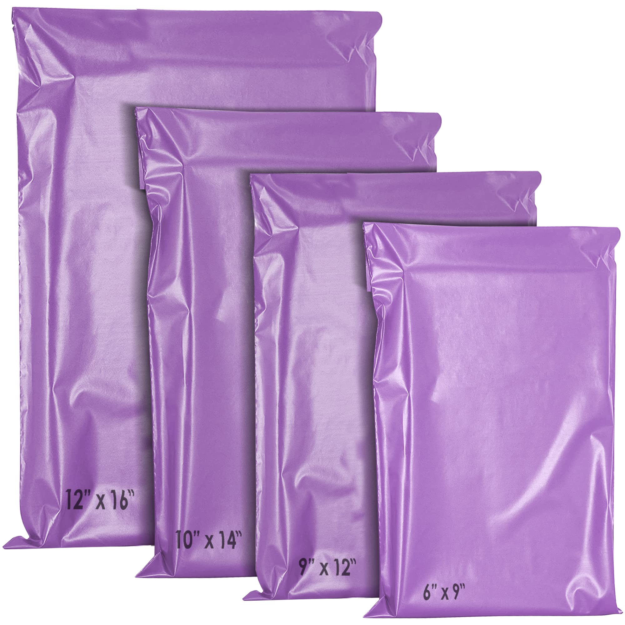 YUNJU 60 Pack Self-Seal Plastic Mail Bags - Non-Transparent Shipping Envelopes | Mixed Sizes
