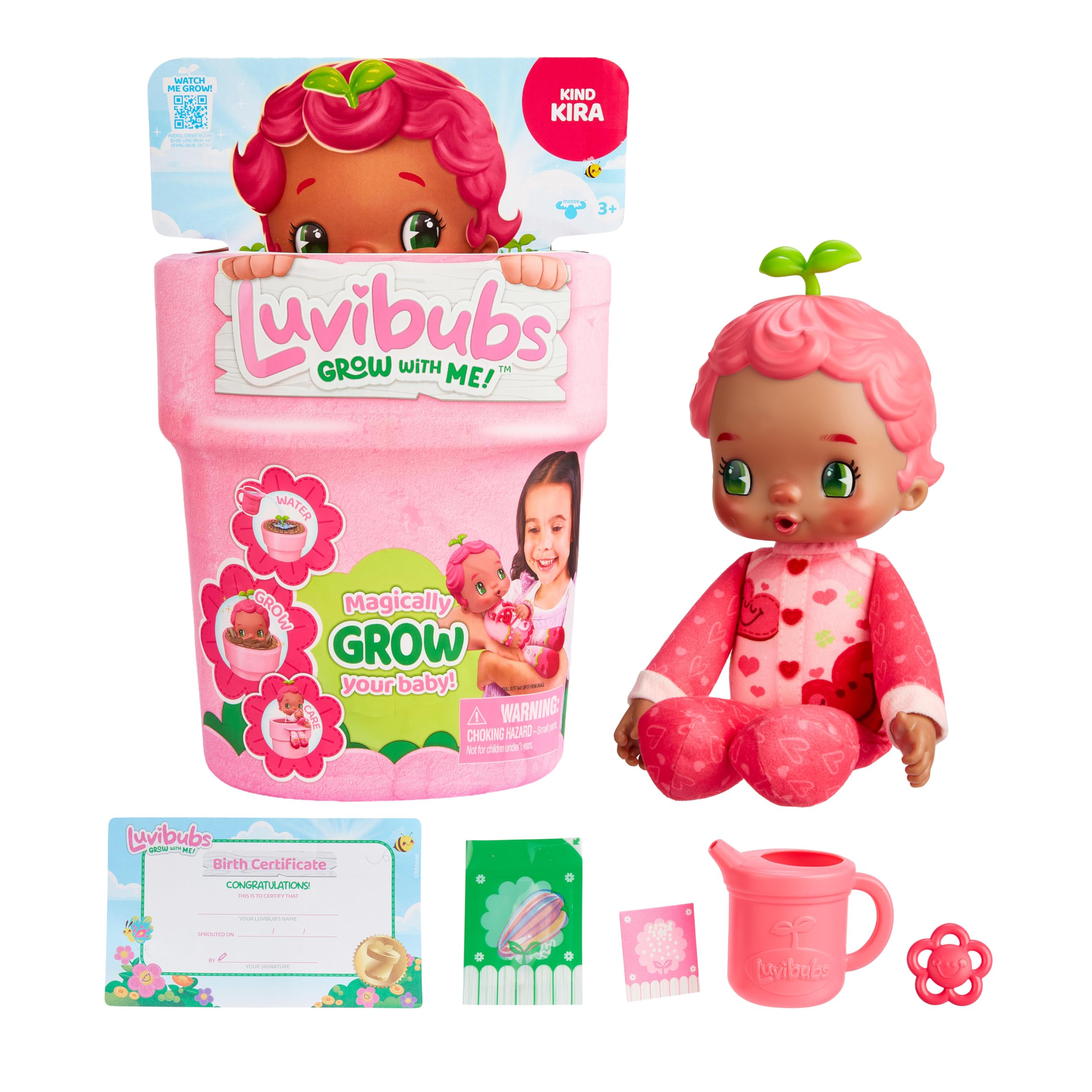 LUVIBUBS Kind Kira Baby Doll - Transforms from Pot to Highchair | Ages 3+ | Includes Seed & Fertilizer 1