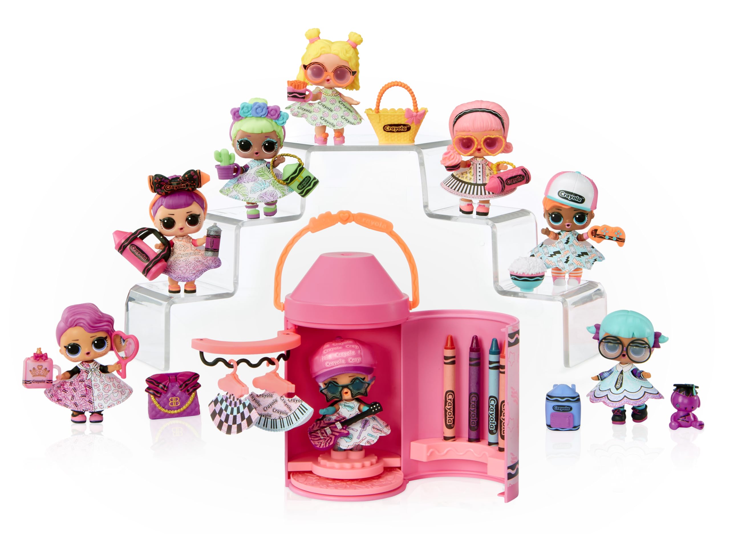 L.O.L. Surprise! Loves CRAYOLA Colour Me Studio Playset with Doll, 20 Paper Fashions & 4 Crayons | Ages 3+ 6