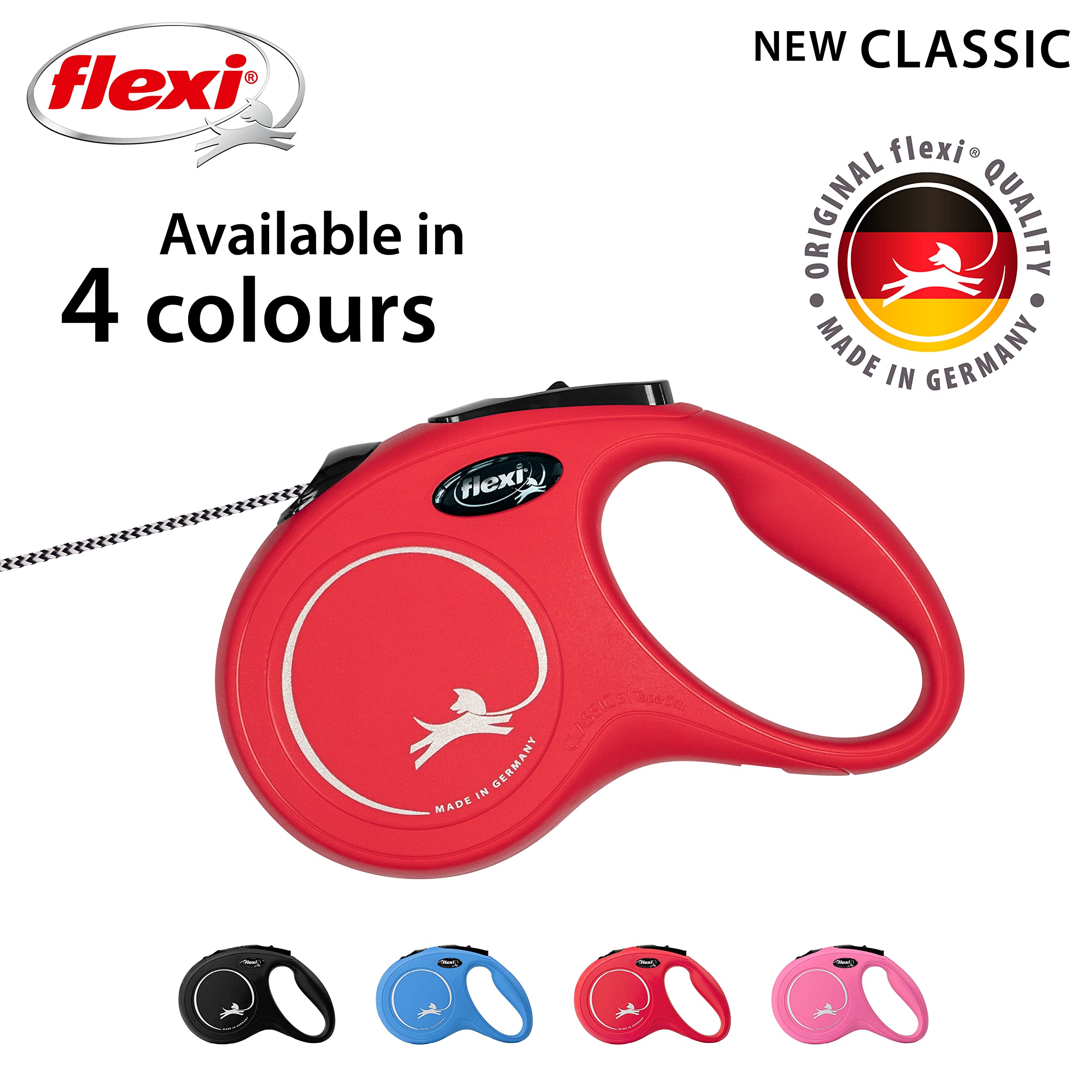 flexi New Classic Cord Retractable Lead Red Small 8m for Dogs up to 12kg 4