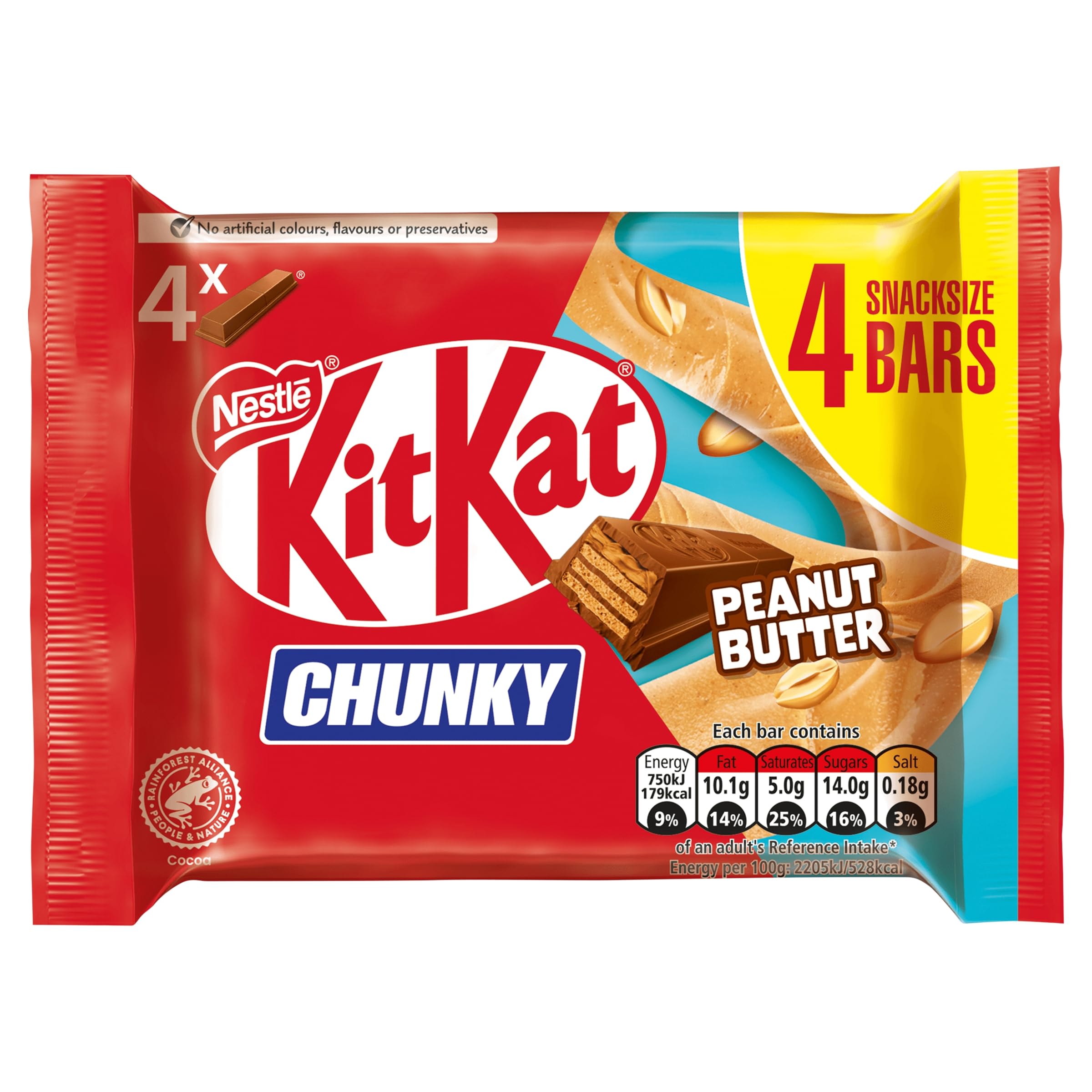 KitKat Chunky Peanut Butter Bar - 4 Pack | Milk Chocolate & Wafer