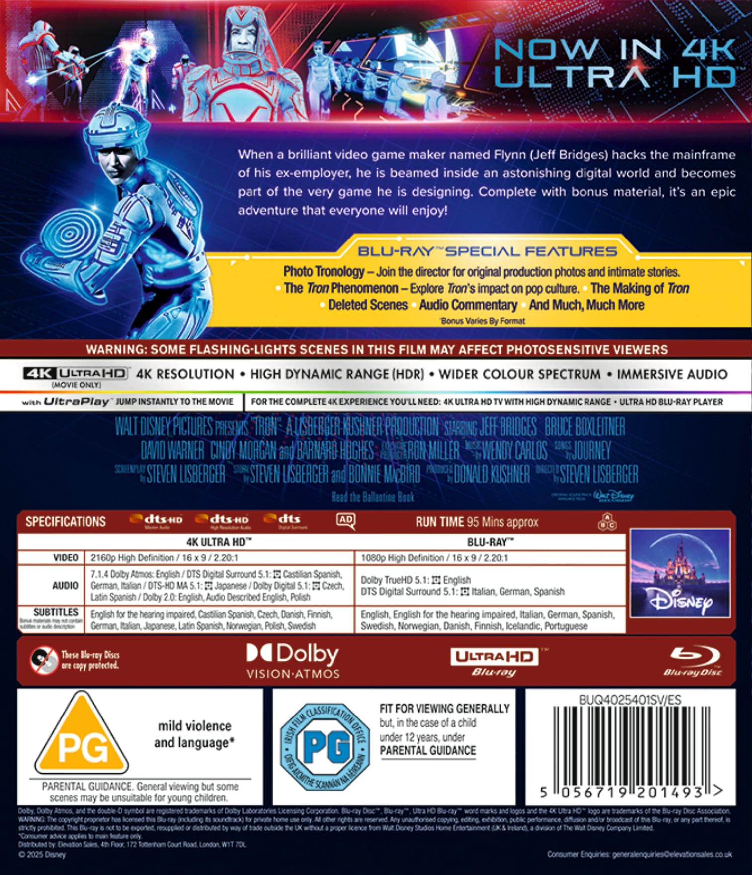 Disney's Tron (1982) 4K Ultra HD/BD [Blu-ray] [Region Free] 4