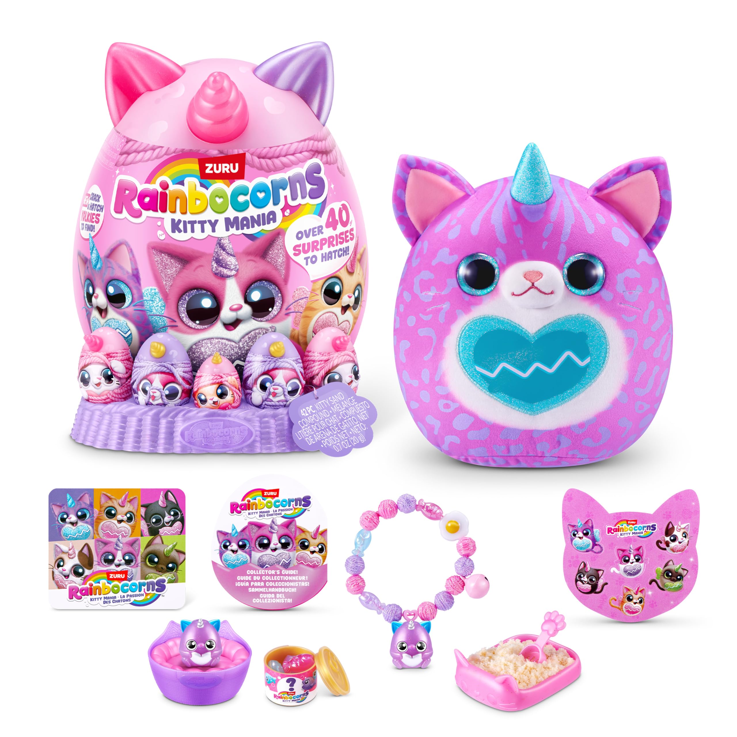 Rainbocorns Kitty Mania Purple Cat (Furrina) - Plush Hug-to-Hatch Toy with 40+ Surprises, Ages 3+ 1