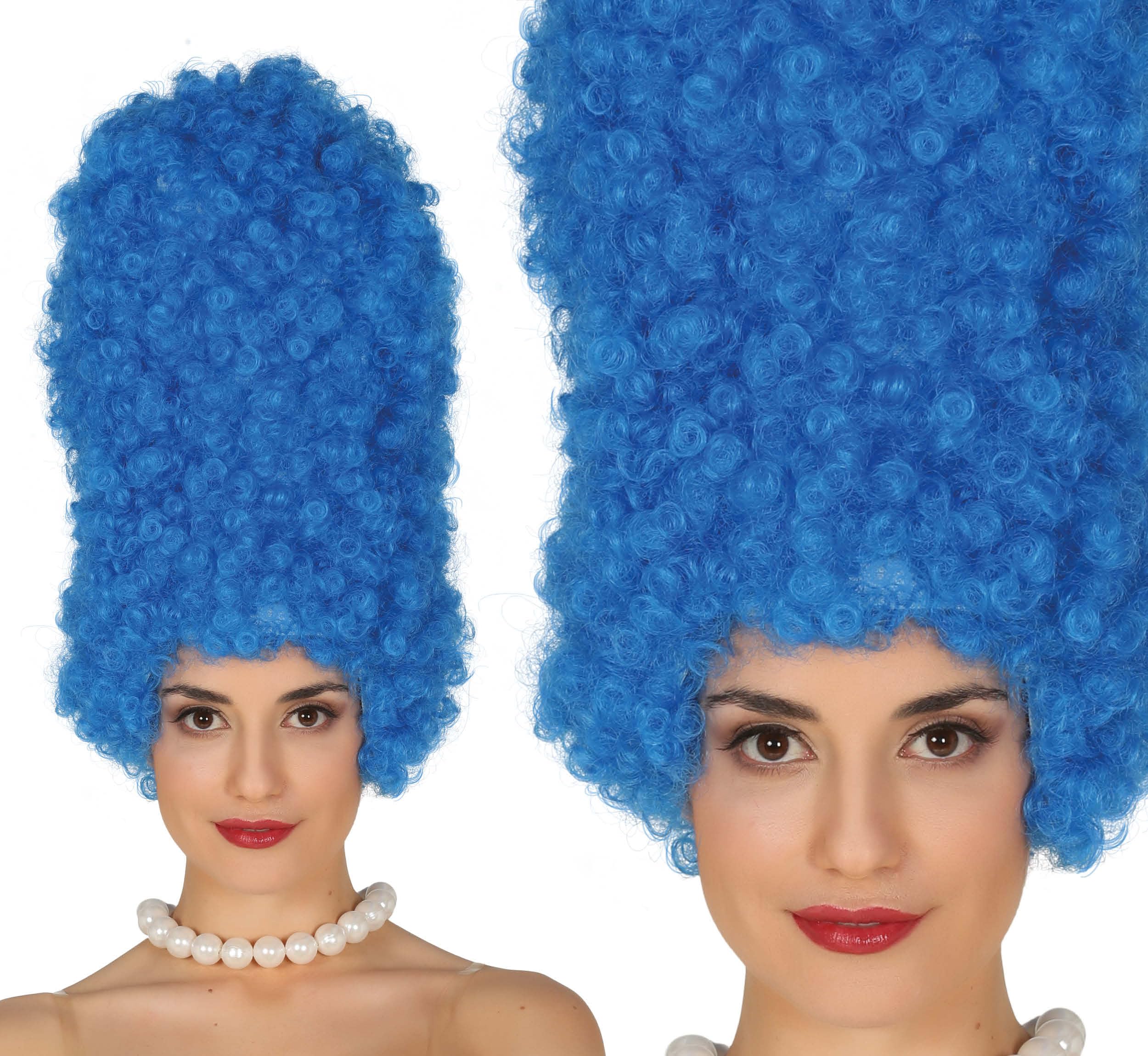 FIESTAS GUIRCA | Blue Curly Wig (15.7 in) - Fancy Dress Accessory for Themed Parties and Video Game Cosplay - Ideal for Adult Women at Halloween and Carnival - Blue