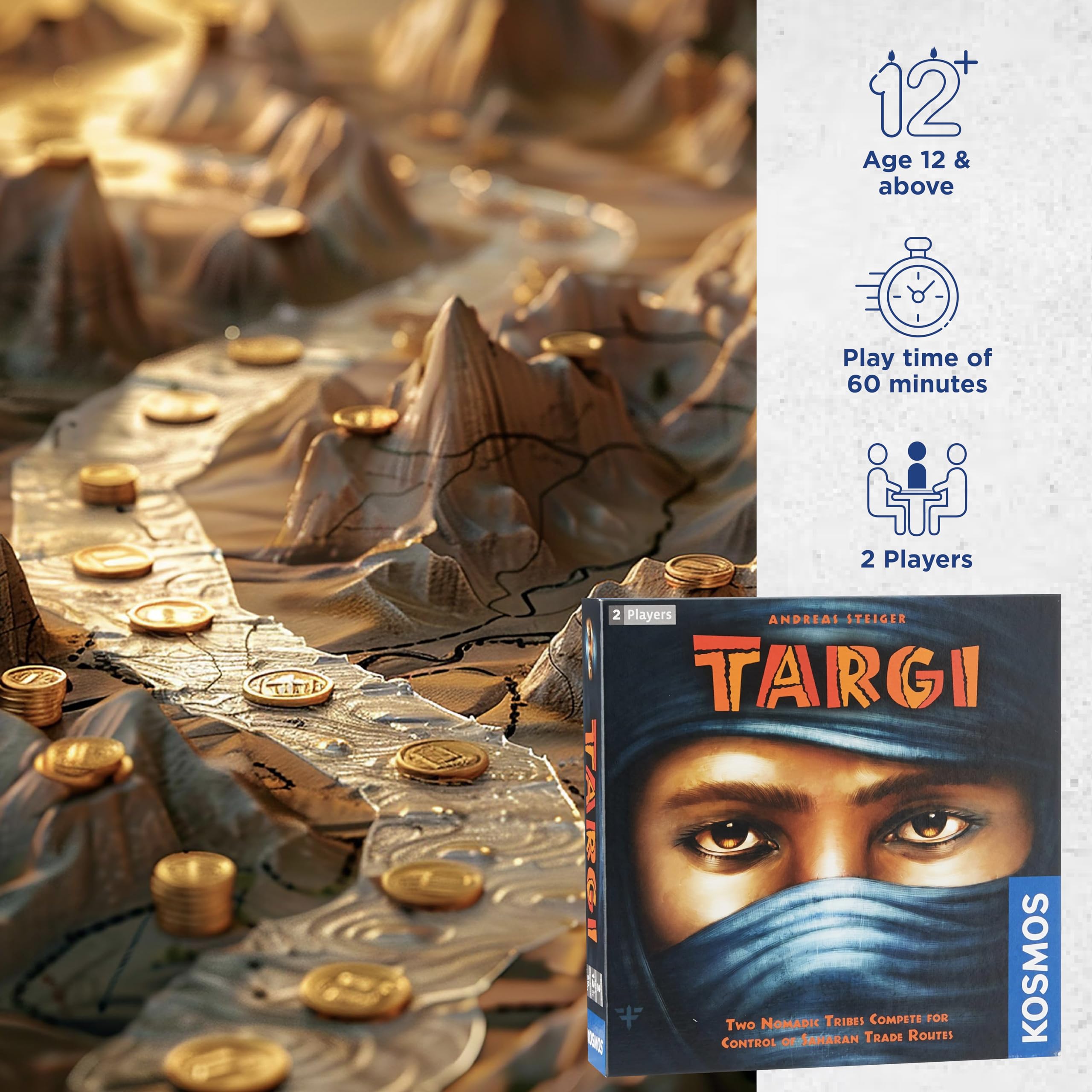 Thames & Kosmos Targi Board Game - Worker Placement for 2 Players | Ages 12+ | Standard Edition