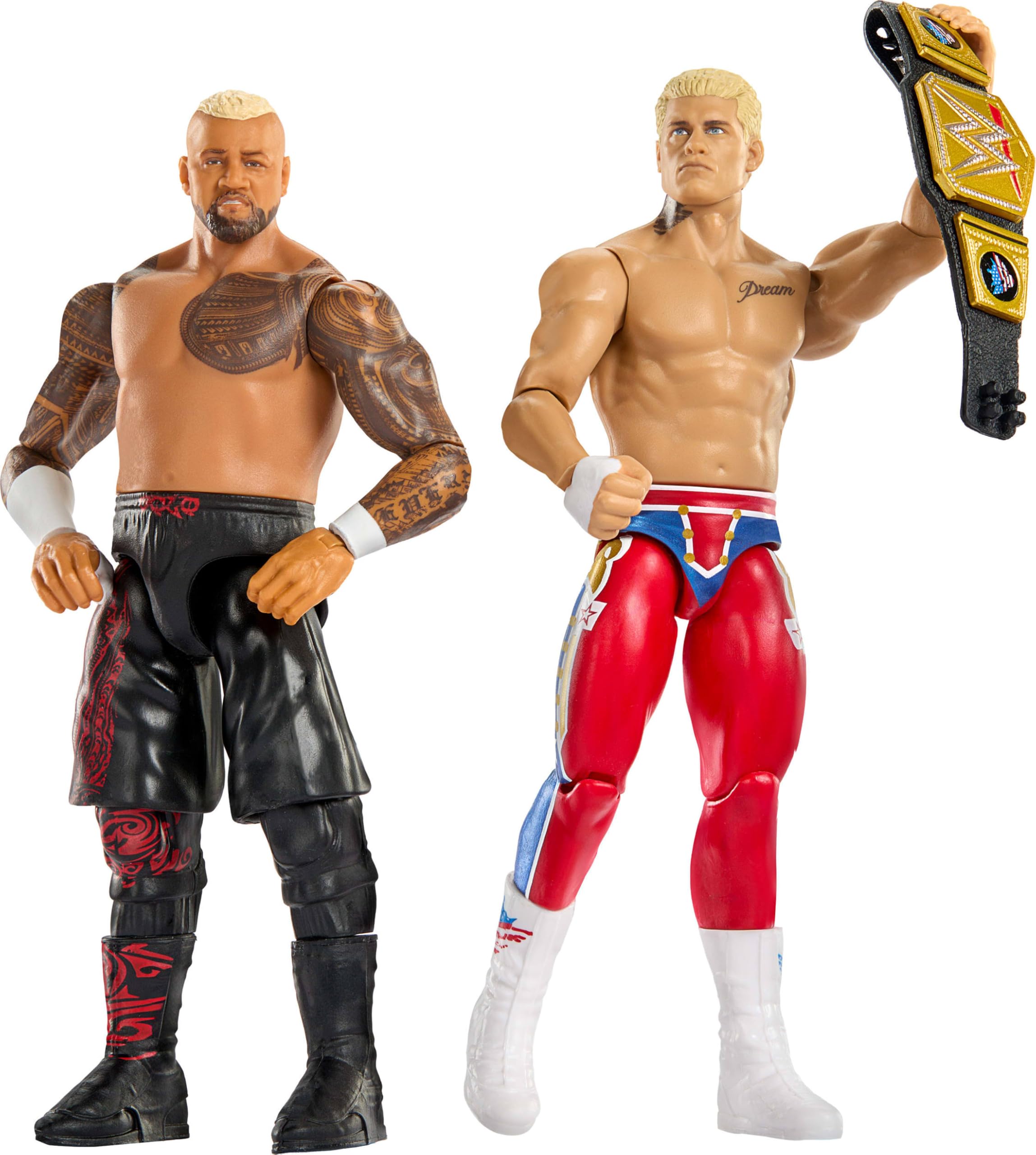 Mattel WWE Main Event Showdown 2-Pack Action Figures (Cody Rhodes & Solo Sikoa) - 6-Inch Figures with Accessory, 10 Points of Articulation 3