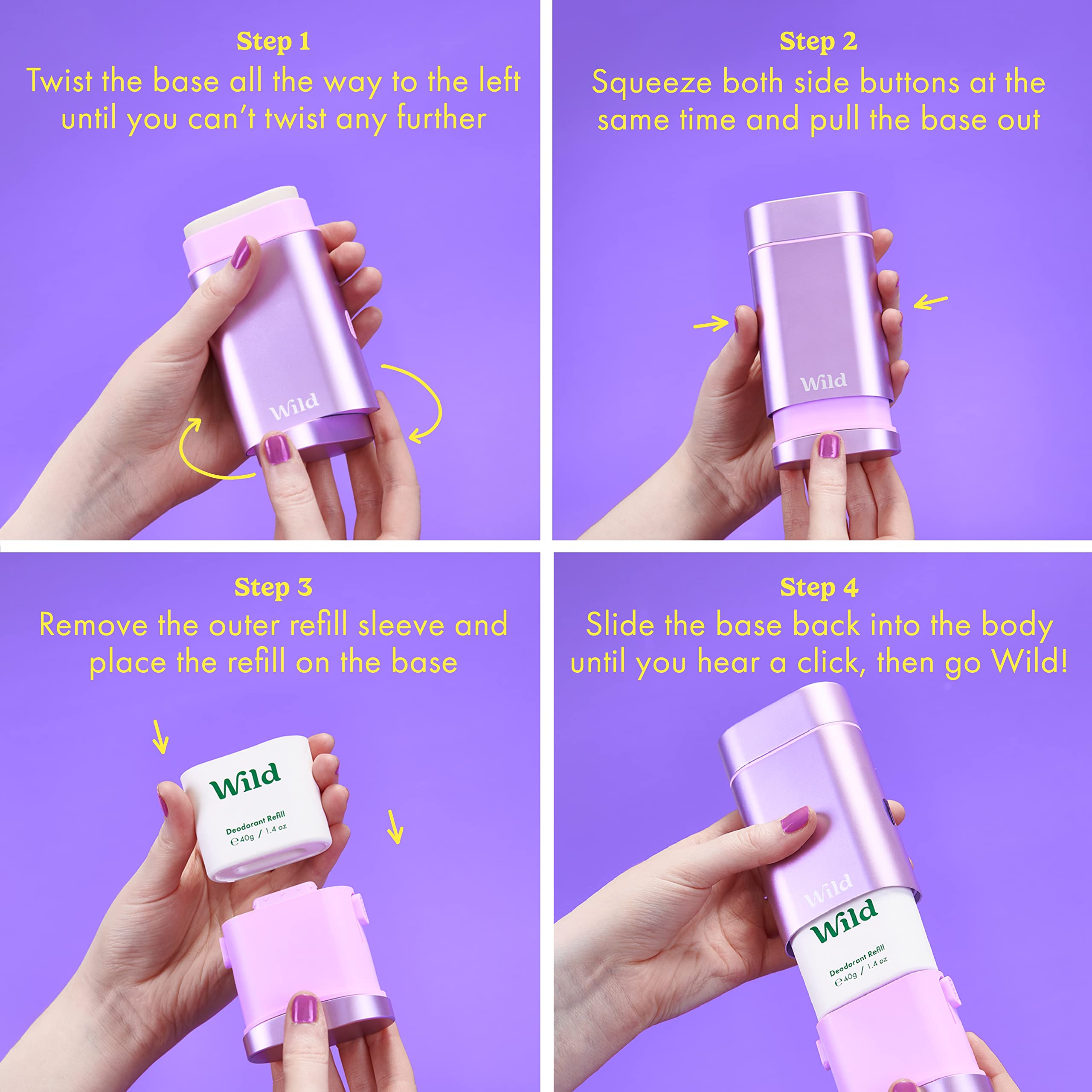 Wild Natural Refillable Deodorant - Coconut & Vanilla Scent | 24H Protection | Vegan 4