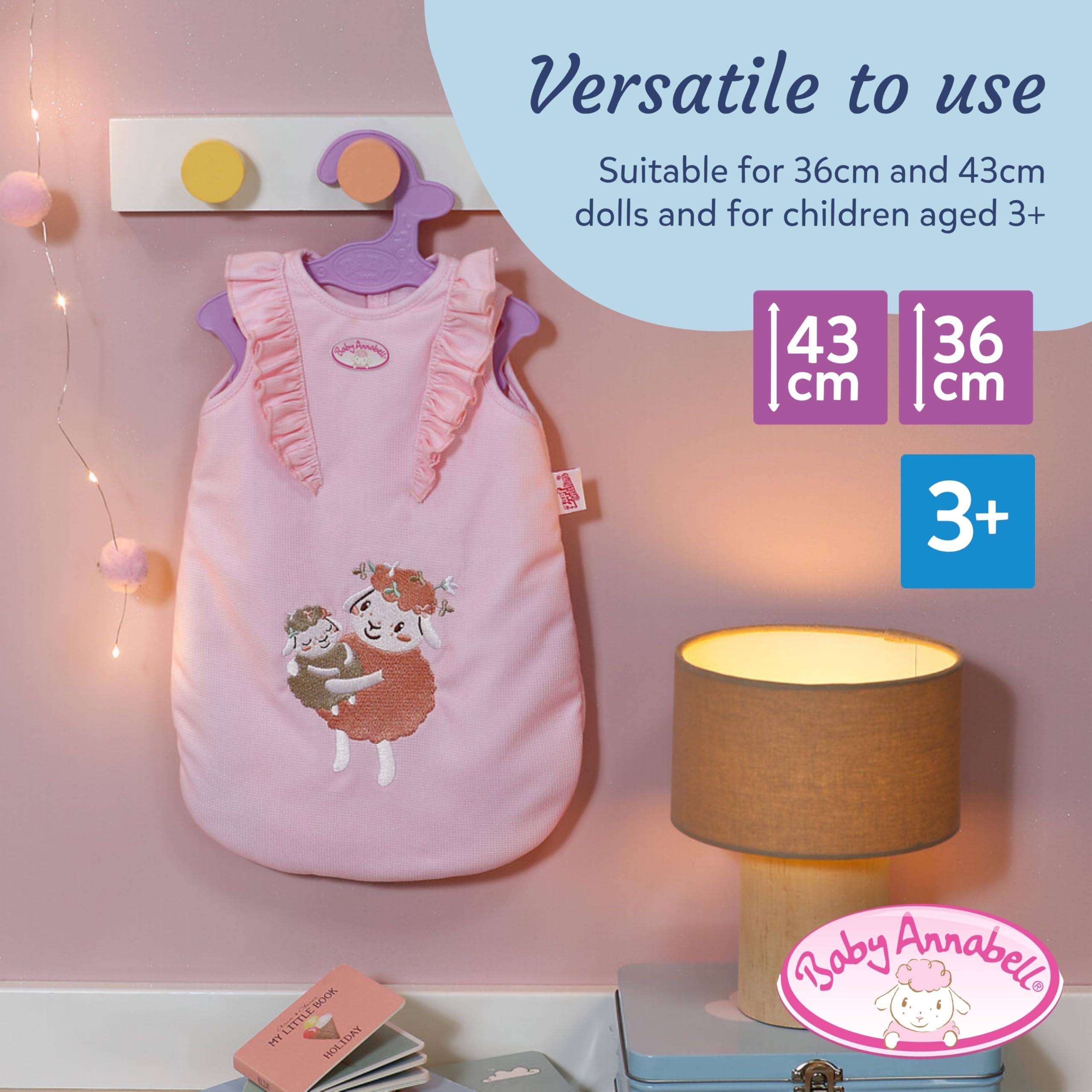 Baby Annabell Sleeping Bag - Pink Floral Design | Fits 36cm & 43cm Dolls | Ages 3+ 3