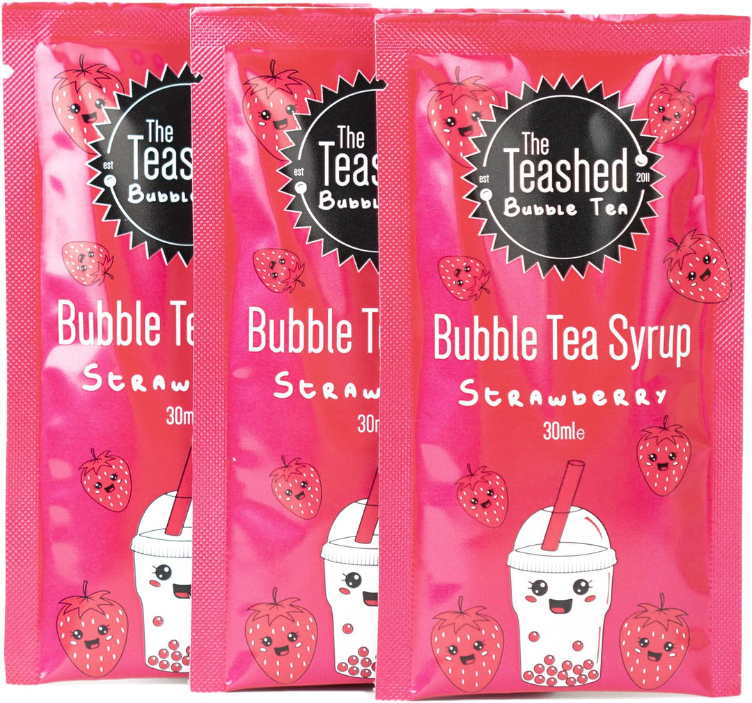 The *TeaShed Fruit Bubble Tea Kit Gift Box - 6 Servings with Mango, Strawberry, Peach & Cherry Boba