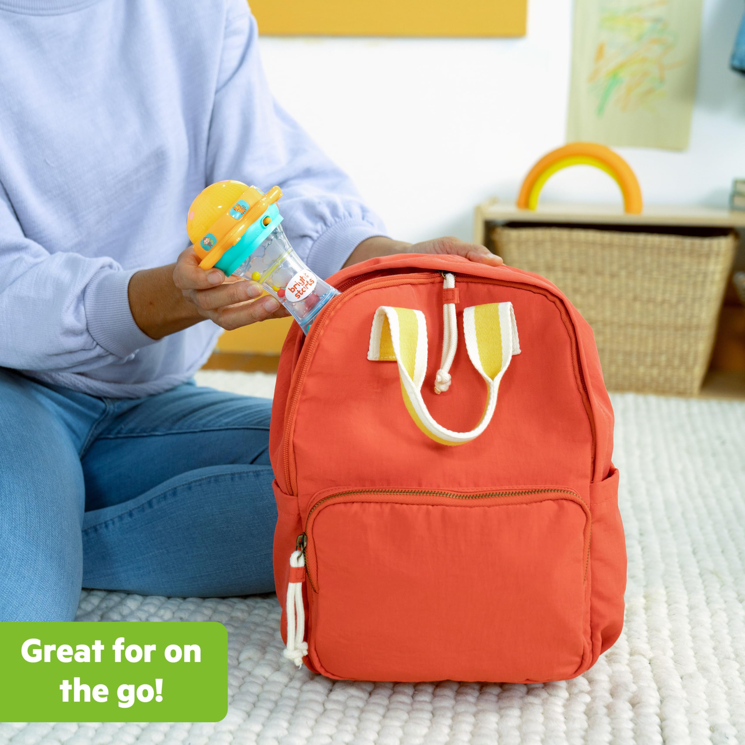 Bright Starts Just for Sun Flashlight Toy - Lights, Animal Sounds & Rattle Beads for Babies 6M+ 7