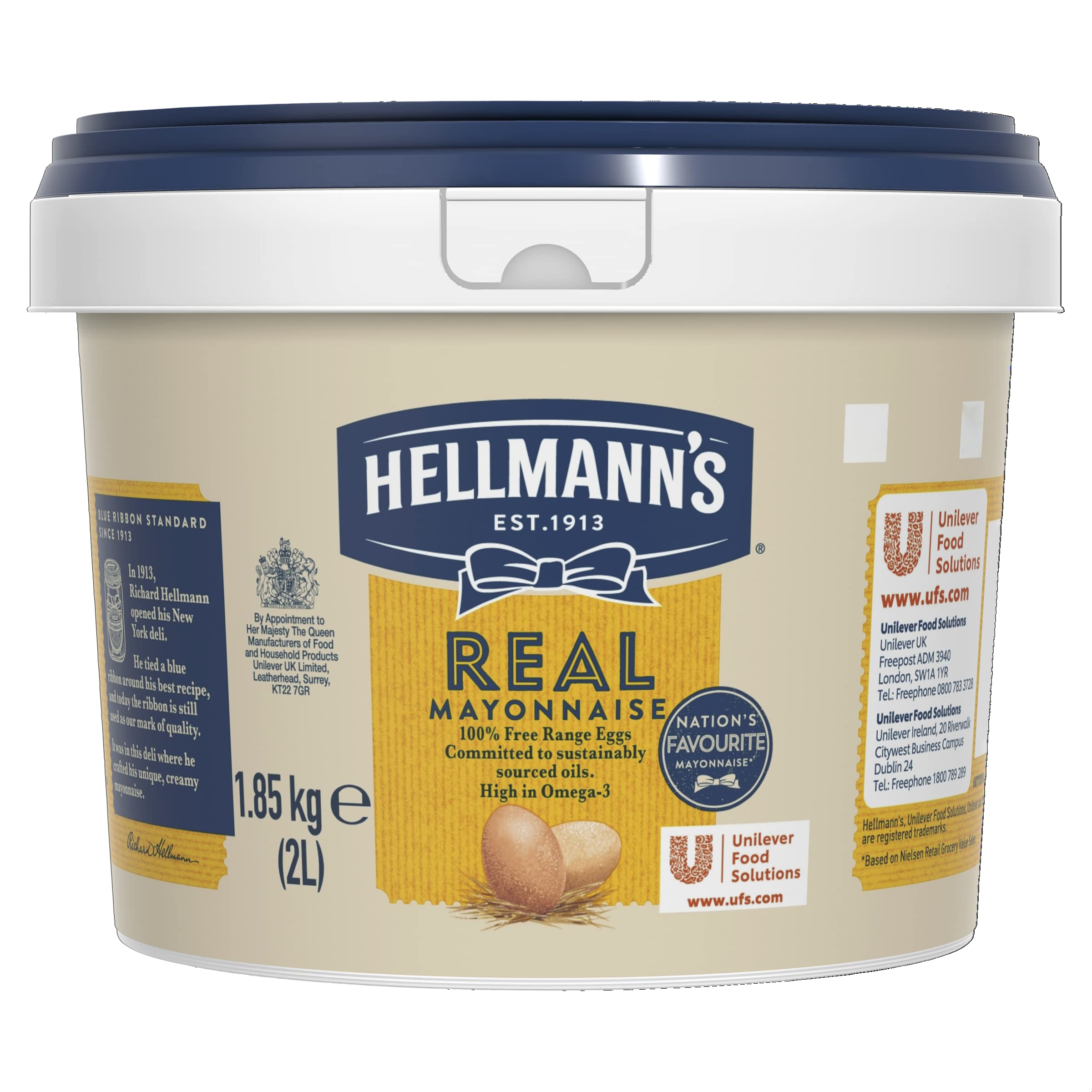 Hellmann's Real Mayonnaise - 2 Litre Catering Tub | Gluten Free | Made with Free-Range Eggs 1