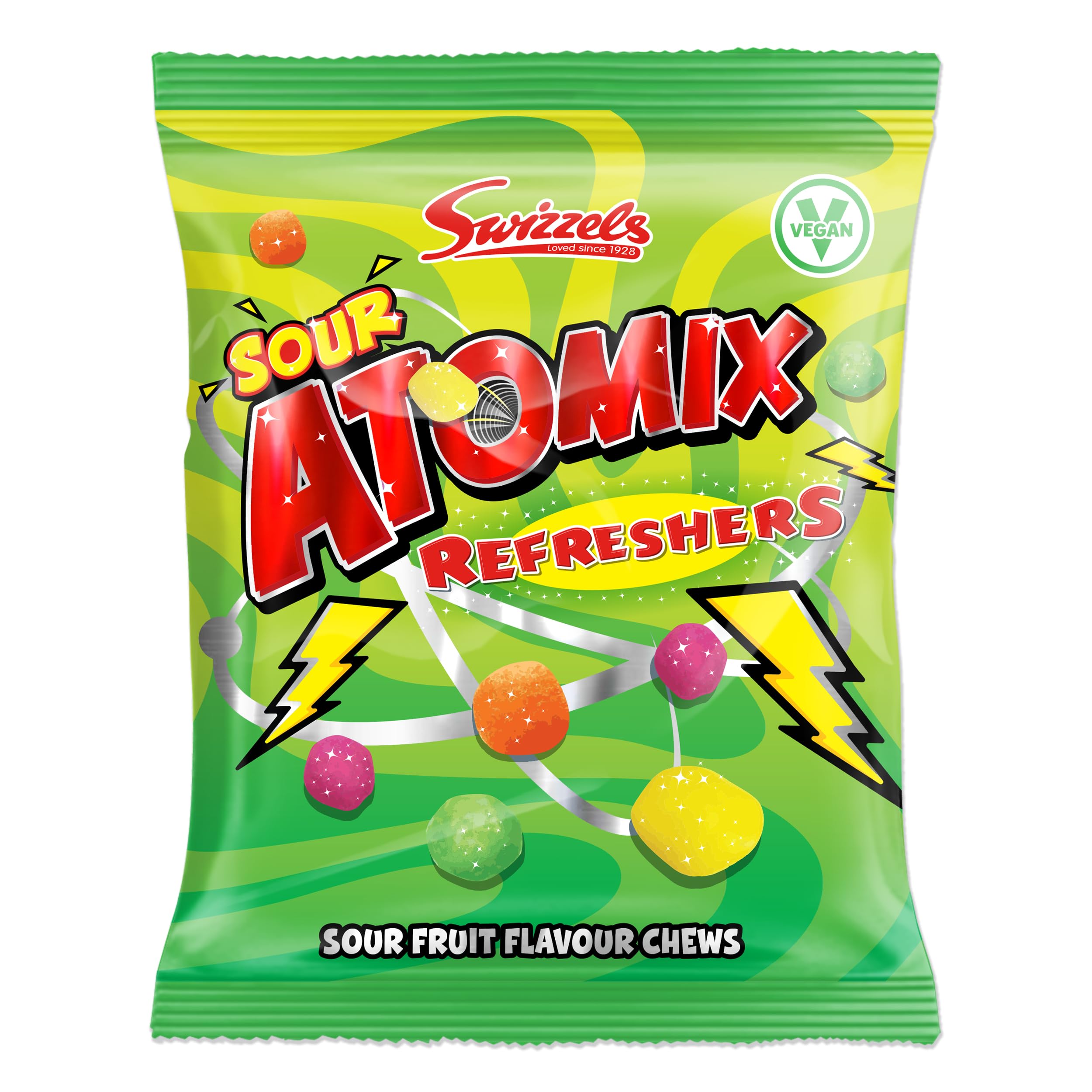 Swizzels Sour Atomix Refreshers - Tangy Fruit Flavour Chewy Sweets | 110g Bag 1