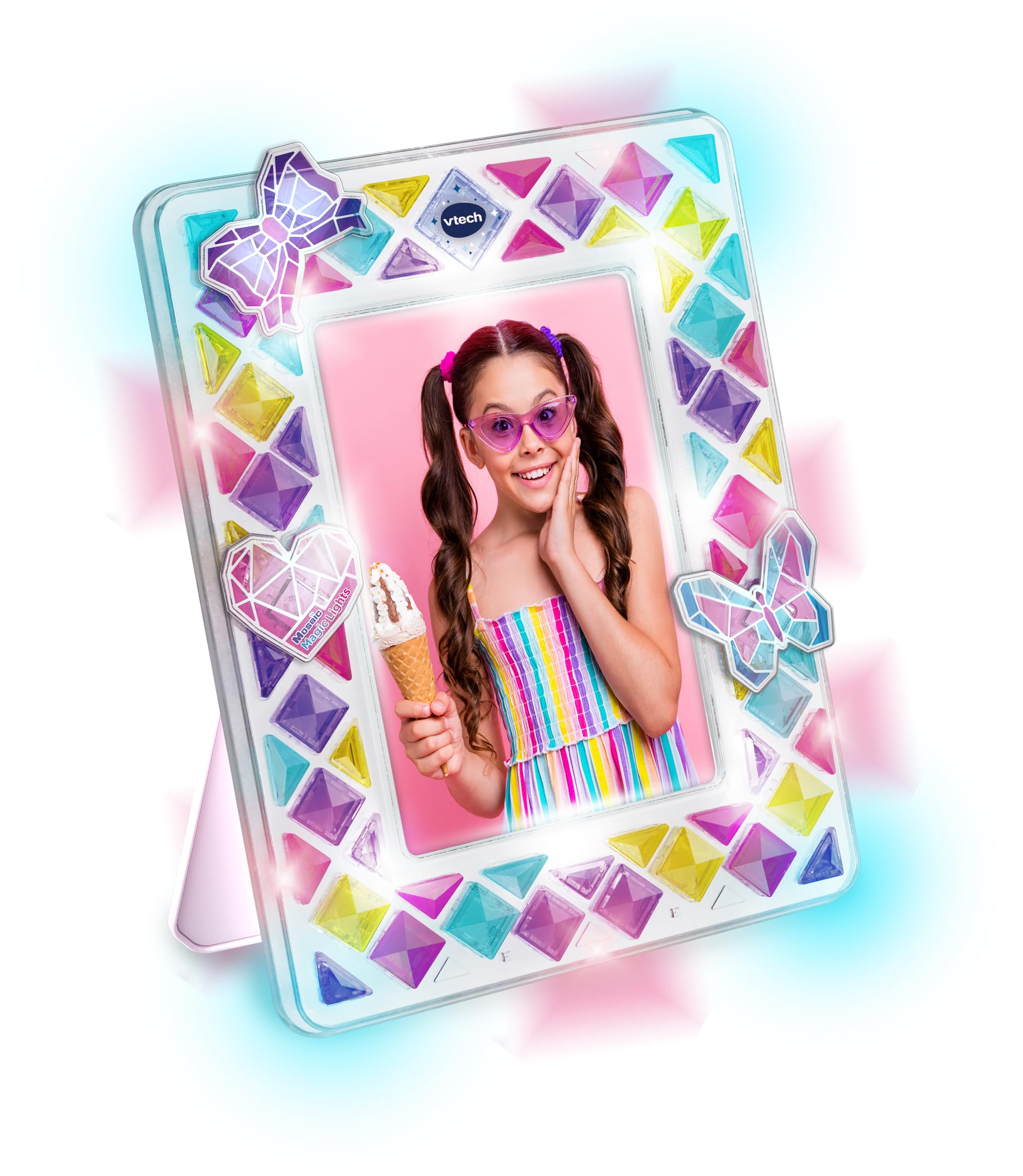VTech Mosaic Magic Lights Photo Frame - 70+ Colourful Tiles, Light-Up Craft Kit for Ages 5+ 1