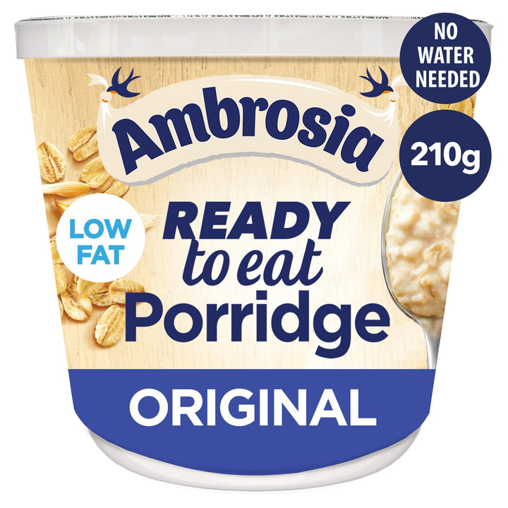 Ambrosia Original Ready to Eat Porridge Pots with British Wholegrain Oats, 210g (Pack of 6)