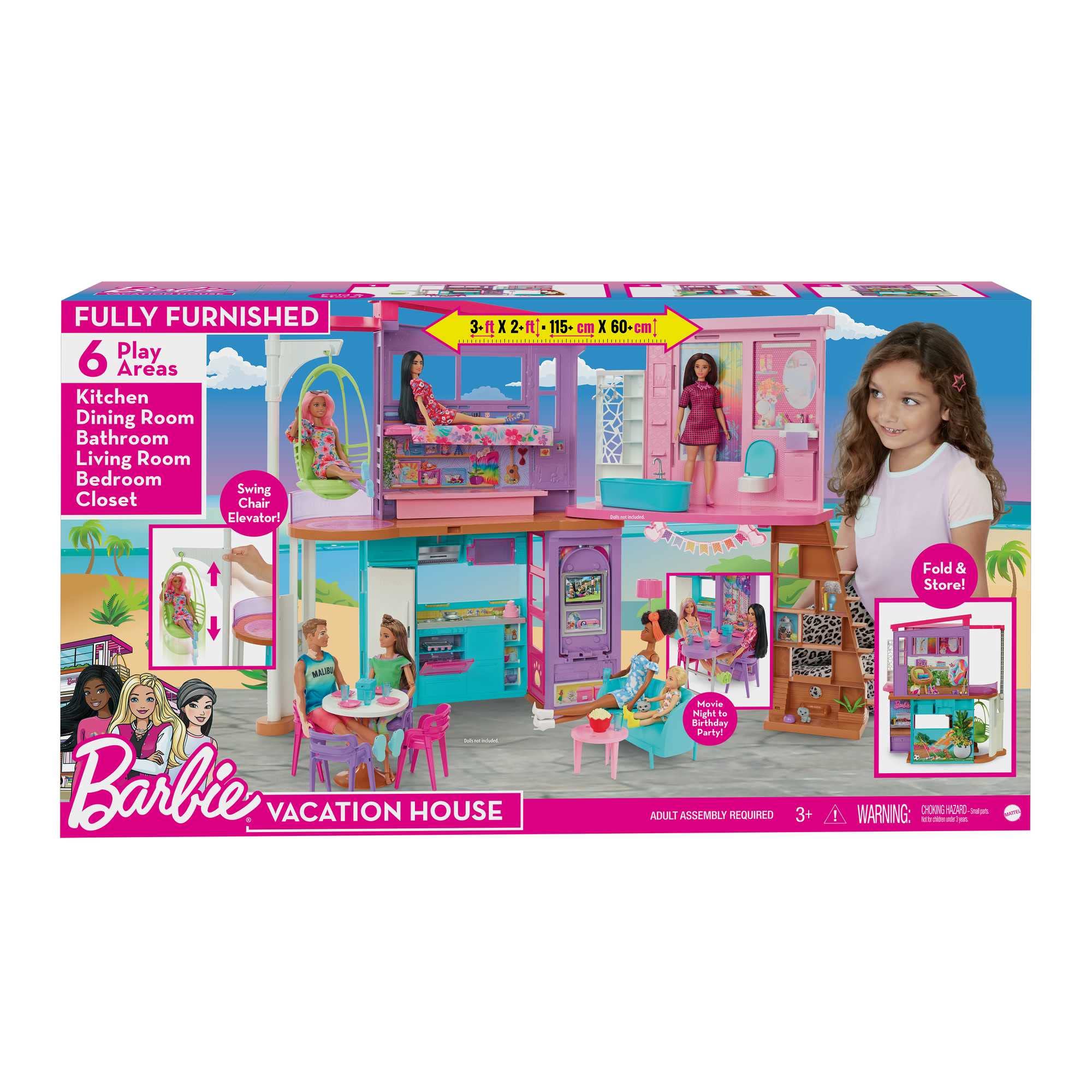 Barbie Vacation House Dollhouse Playset with 2 Levels, 6 Rooms, Elevator | Ages 3+ 6