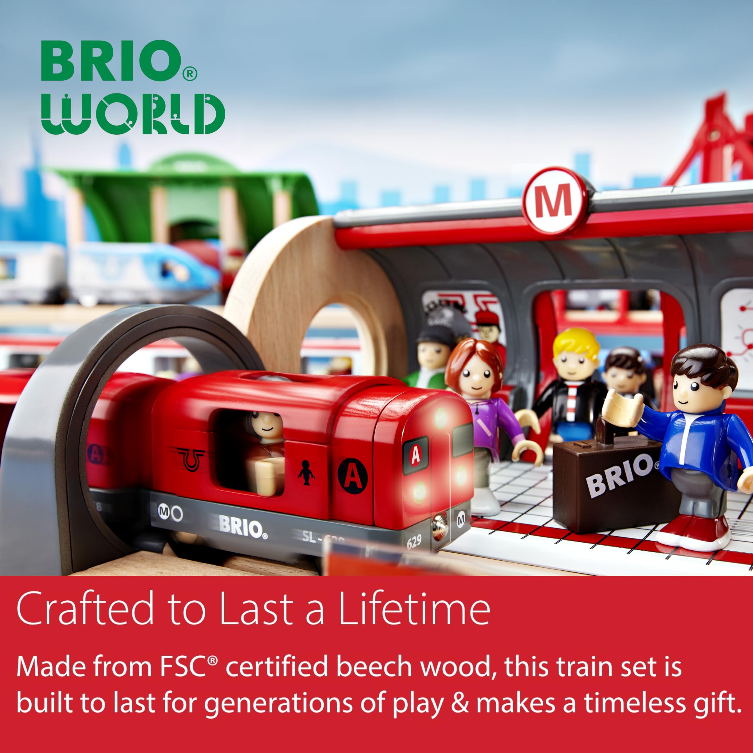 BRIO World Metro Train Set - Wooden Railway Playset for Kids 3 Years Up 19