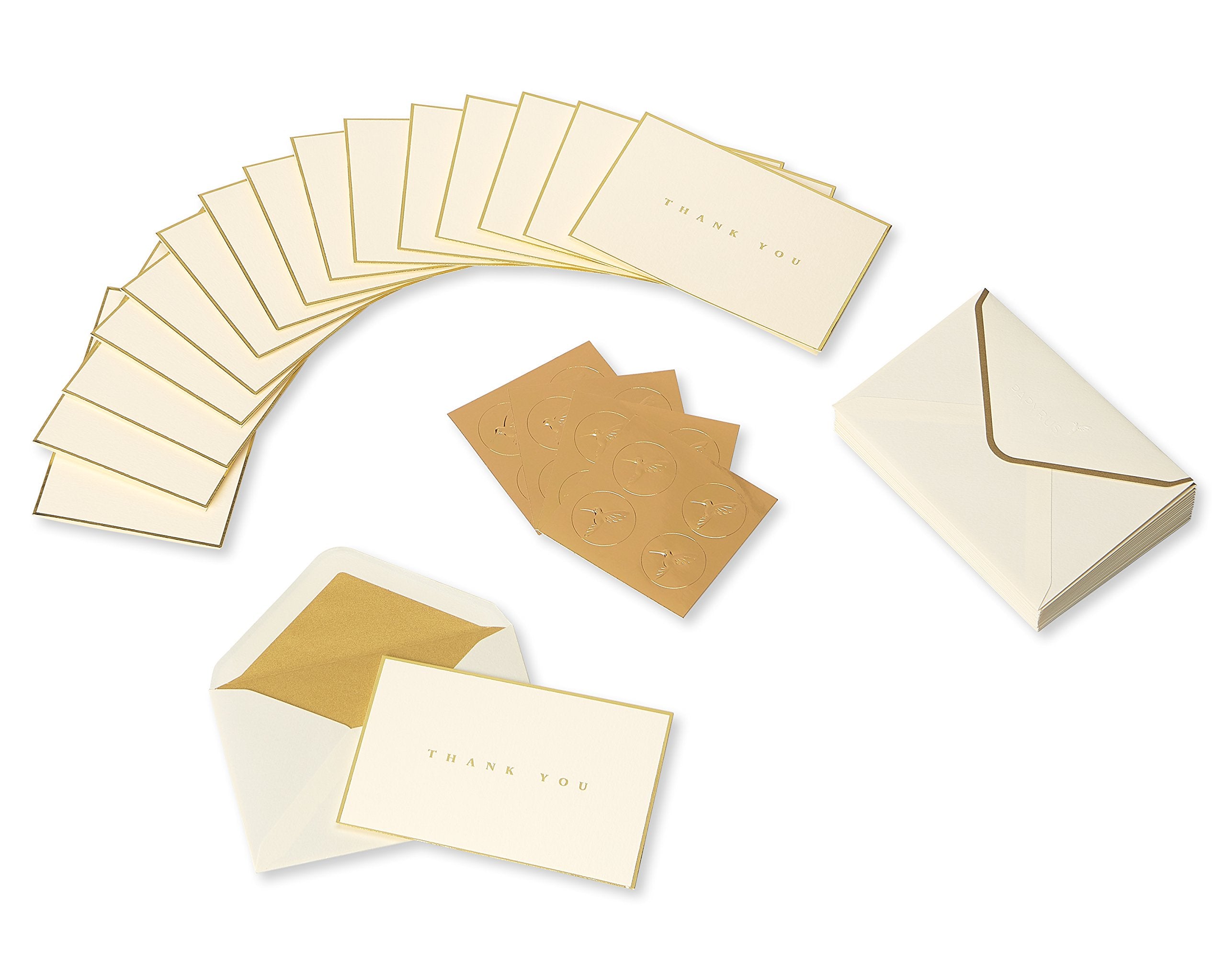 Papyrus Thank You Cards with Gold Border and Cream Envelopes - 16 Count 2
