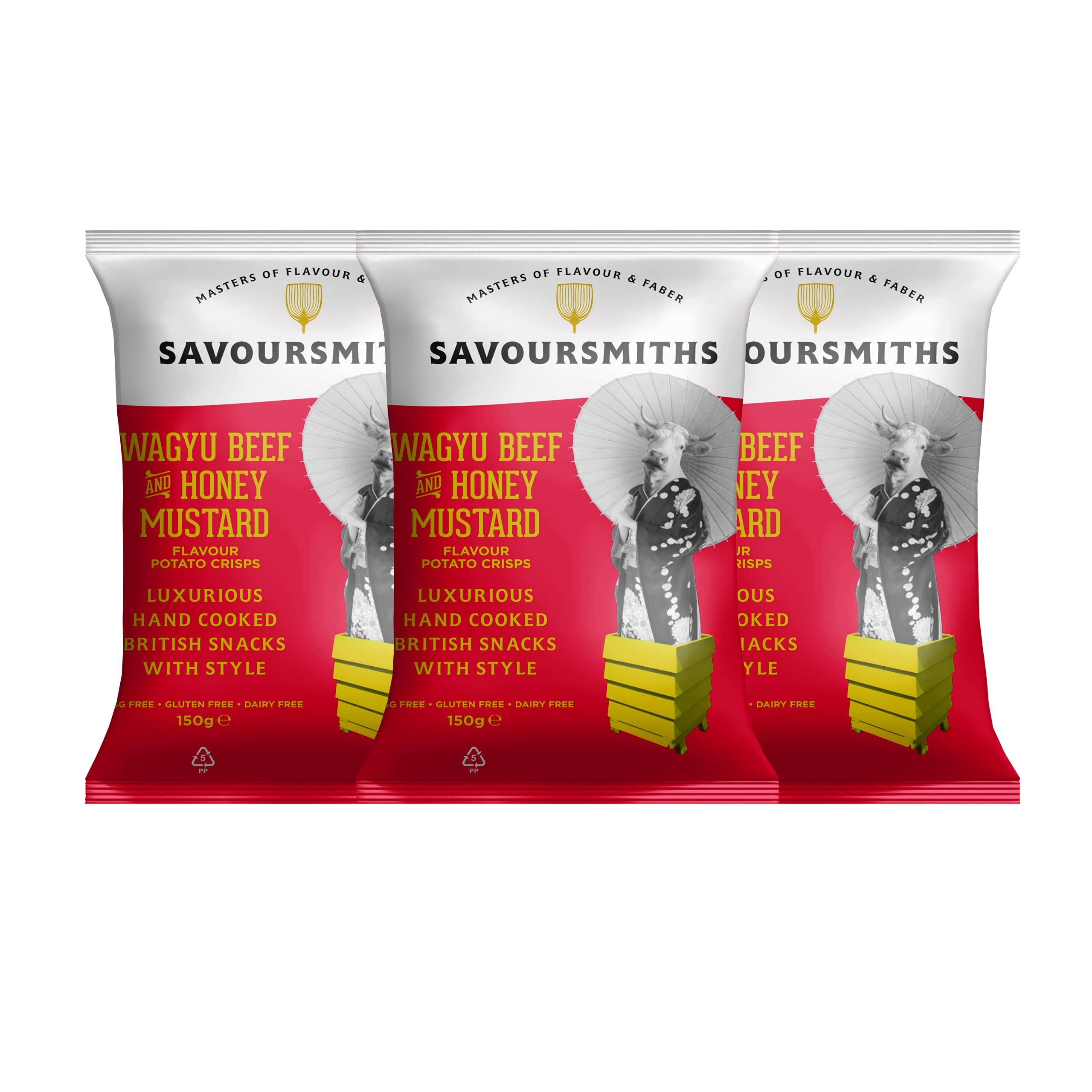 SAVOURSMITHS Wagyu Beef With Honey Mustard Crisps - 150g Bags, Pack of 3 | Gluten Free 1