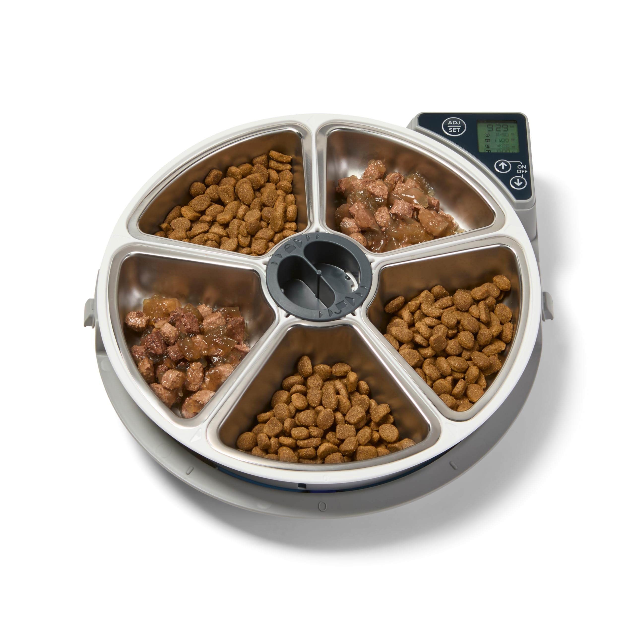 Closer Pets 5 Meal Automatic Feeder - Grey | Stainless Steel Bowls | Digital Timer 2