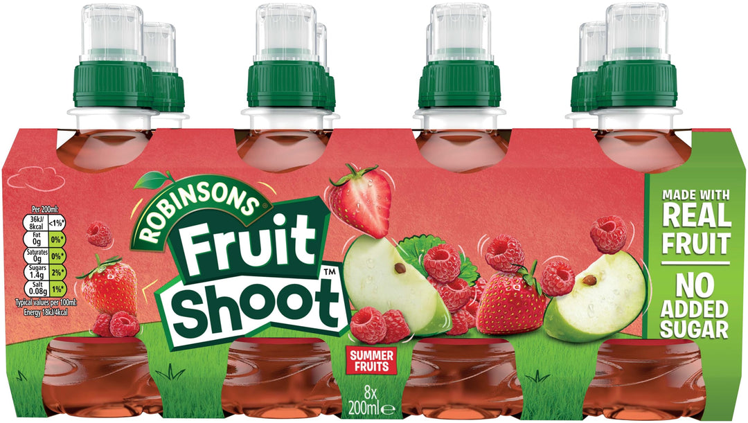 Fruit Shoot Summer Fruits - No Added Sugar, Vitamin-Infused Fruit Juice Drink (200 ml, Pack of 8)