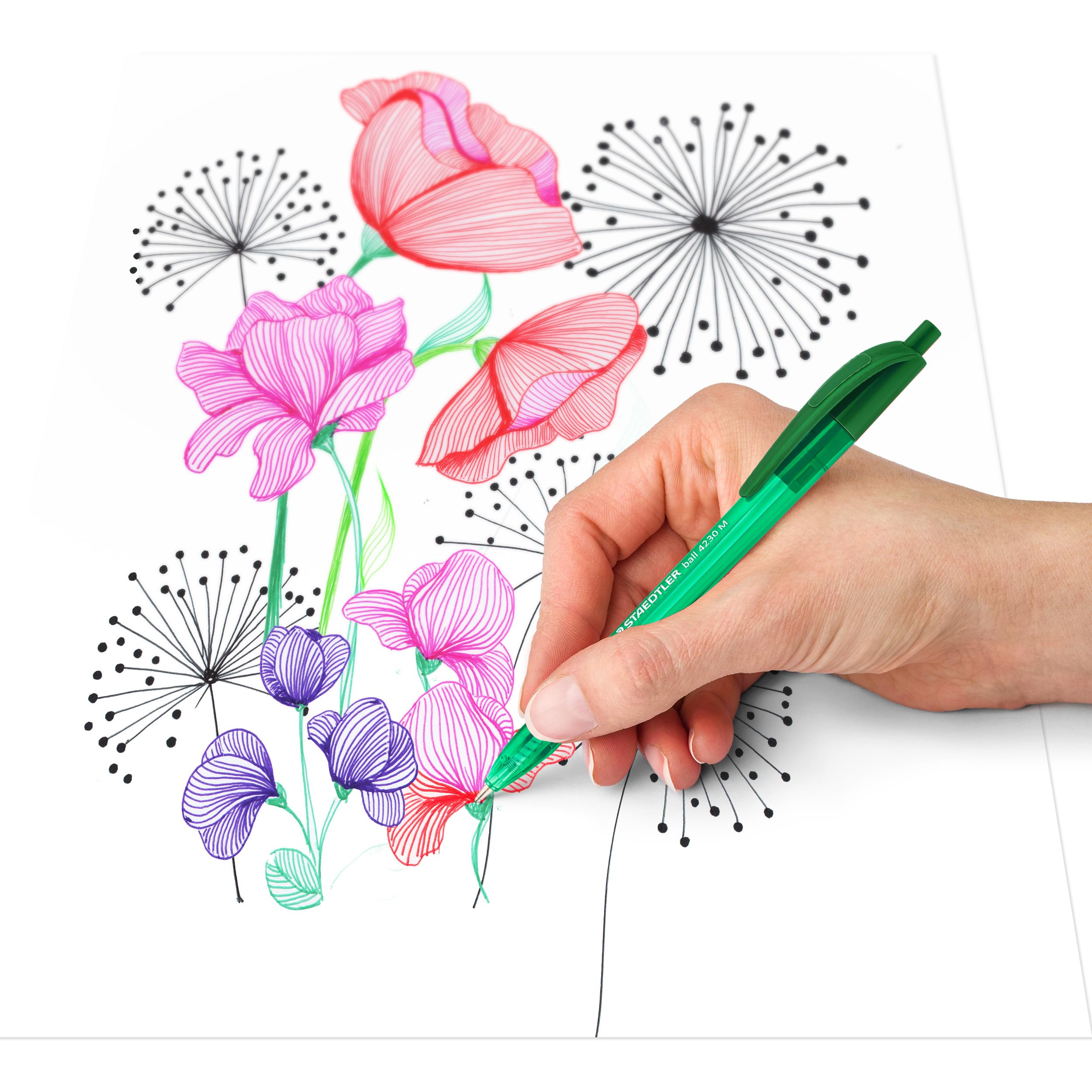 STAEDTLER 4230 M-5 Retractable Ballpoint Pen - Green Ink | 1.0mm Medium Point | Pack of 10 3
