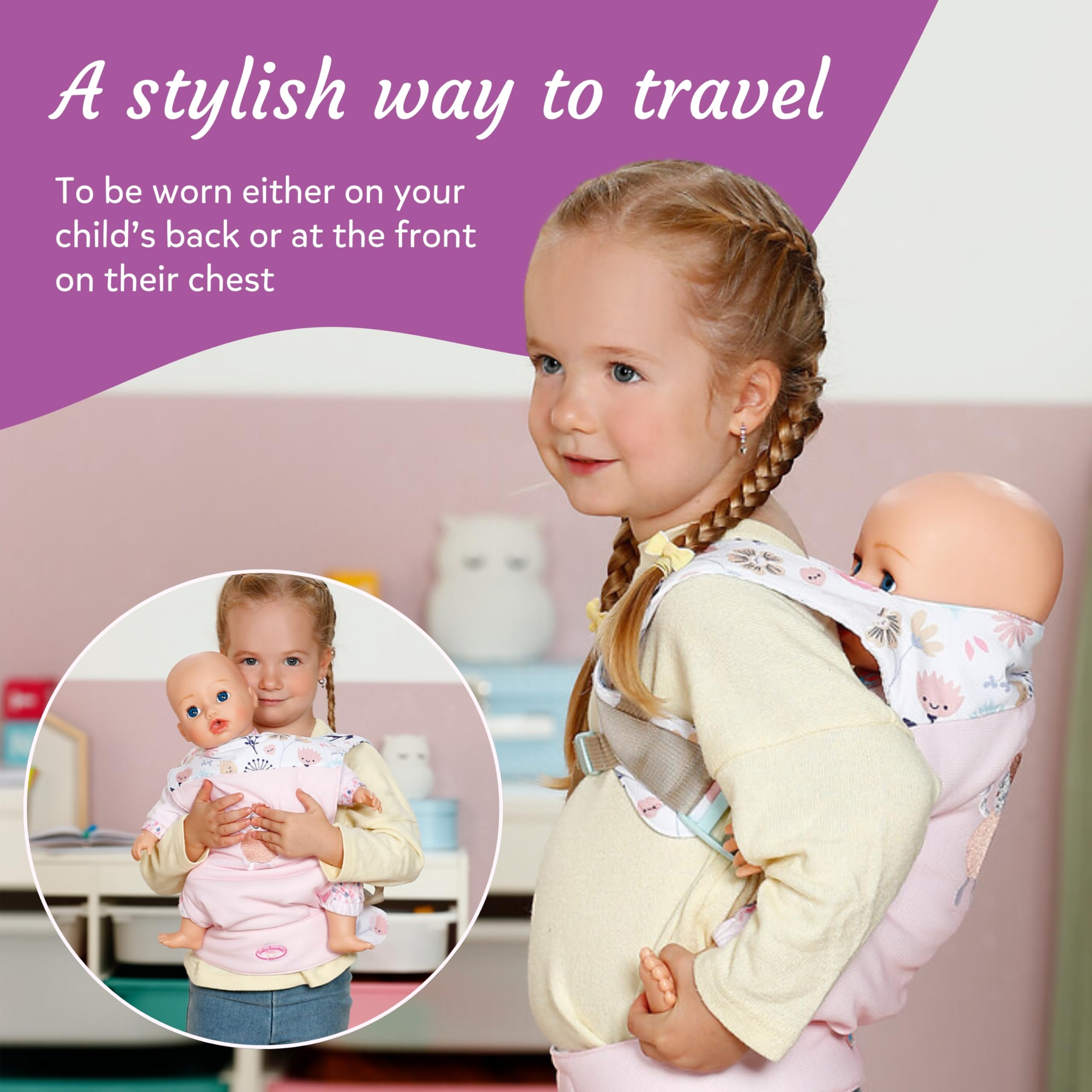 Baby Annabell Baby Doll Carrier - Adjustable Front & Back Doll Accessory for 36-43cm Dolls 6