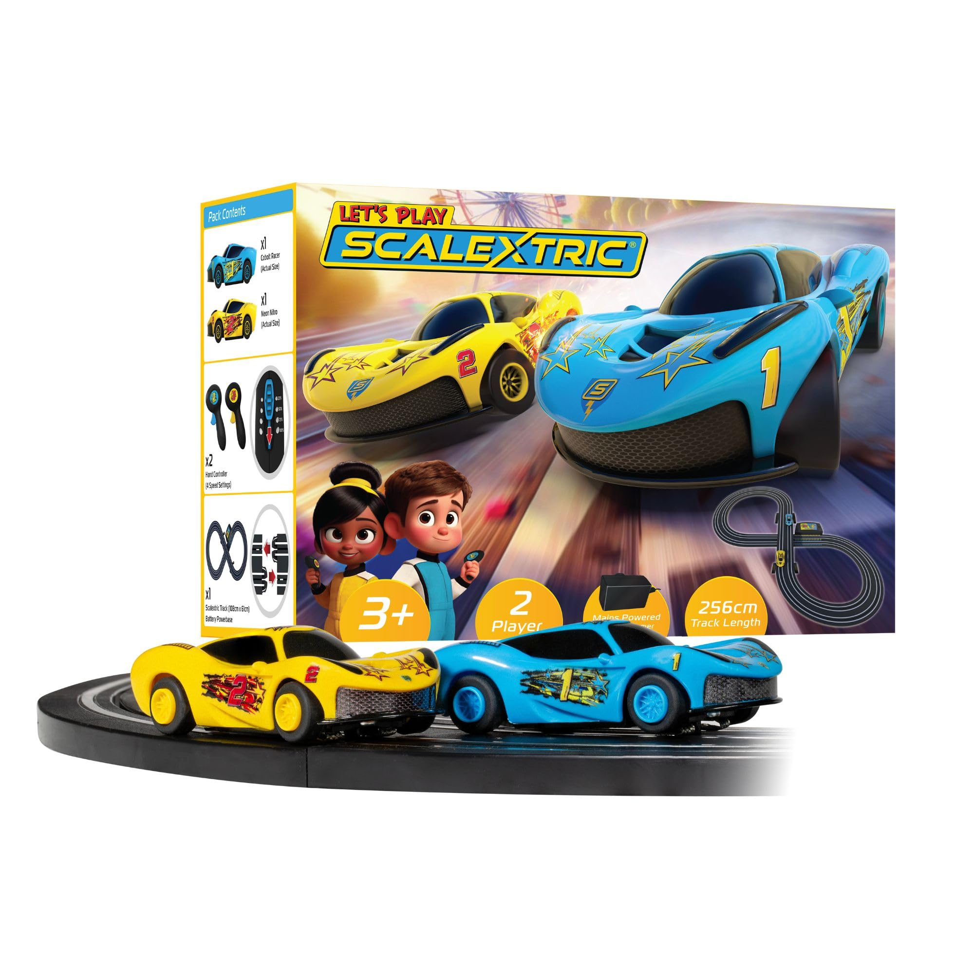 Scalextric G1189M My First Scalextric Let's Play! - Blue/Yellow Race Set for Kids 1