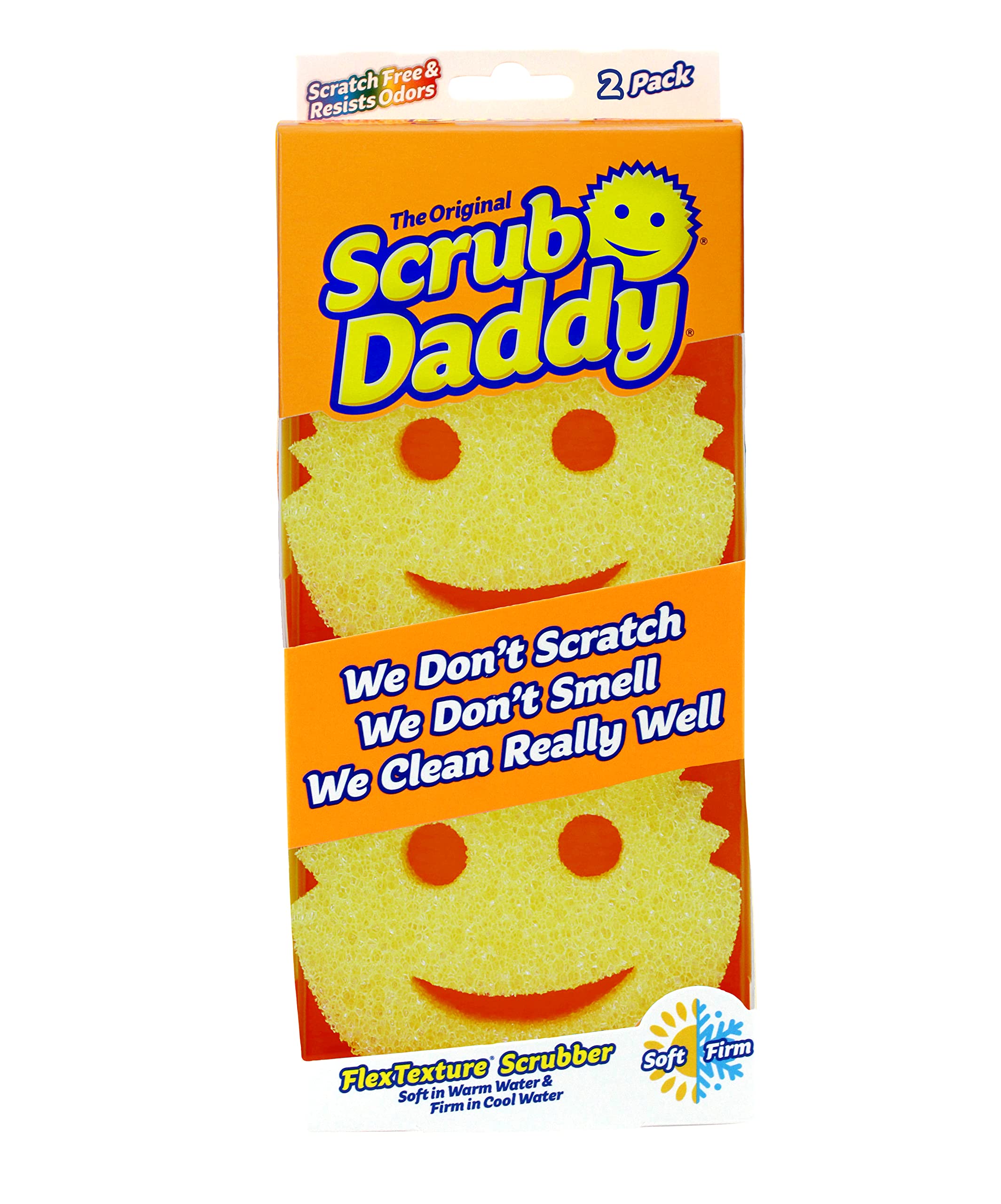 Scrub Daddy Original Dish Sponge - Non-Scratch, Odor-Resistant | 2 Pack | Yellow 1