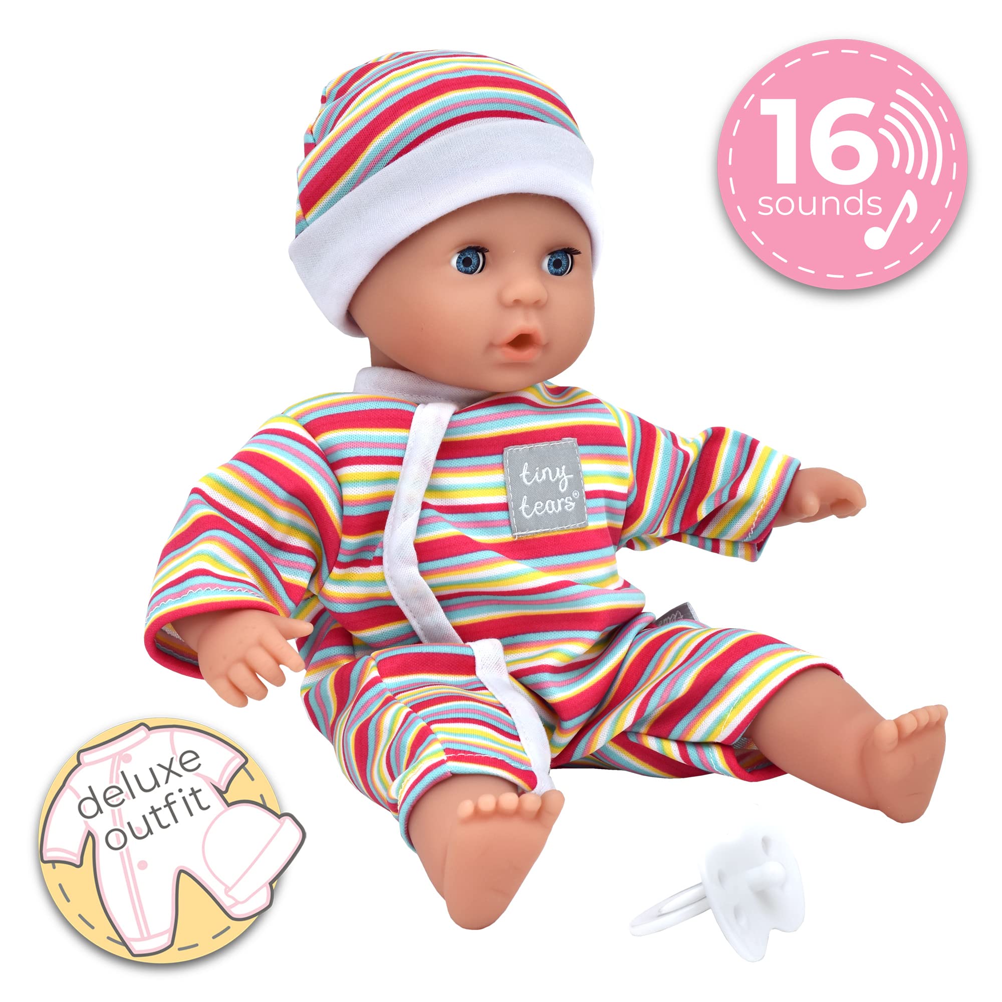 John Adams Tiny Tears Teeny Baby - 30cm Soft Doll with 16 Interactive Sounds | Ages 10 Months+