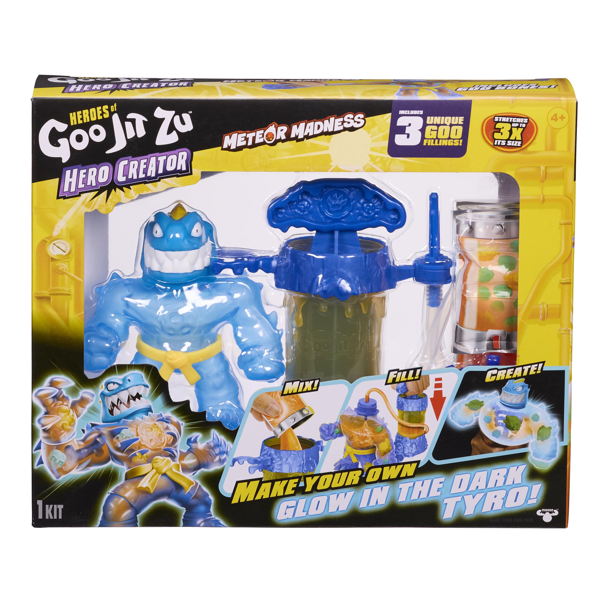 Heroes of Goo Jit Zu Hero Creator Tyro - Create & Stretch Action Figure with 3 Goo Fillings 1