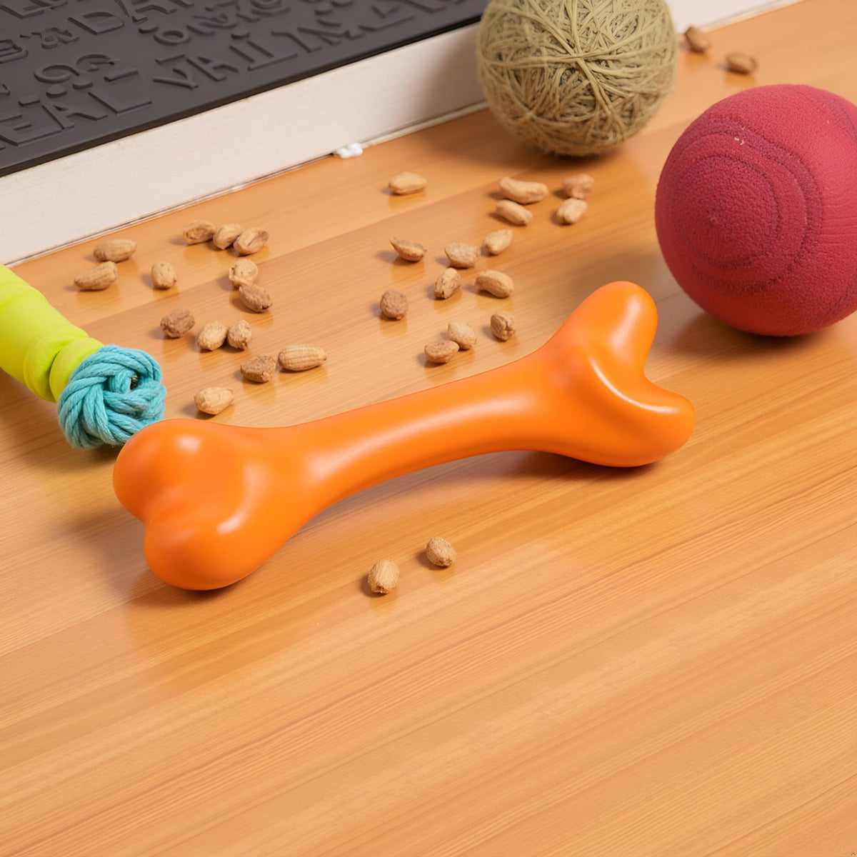 Petface Solid Rubber Bone Dog Toy - 20 cm, Orange