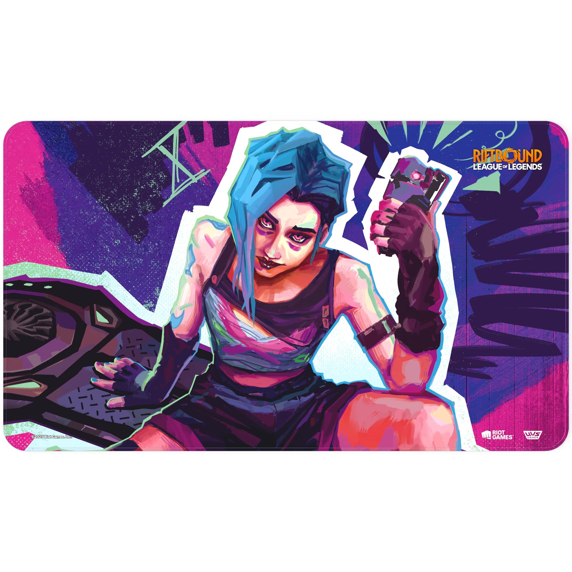 Riftbound TCG: League of Legends Jinx Playmat - Neoprene Gaming Mat with Stitched Trim 1
