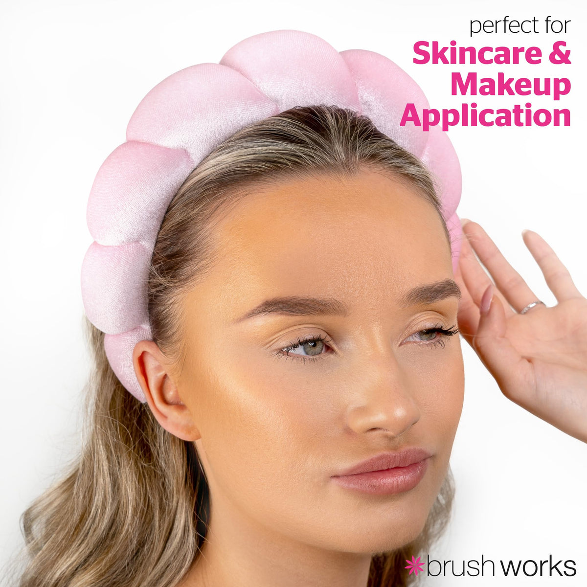 Brushworks Pink Cloud Headband - Ultra-Soft Terry Cloth | PETA Approved Cruelty-Free & Vegan