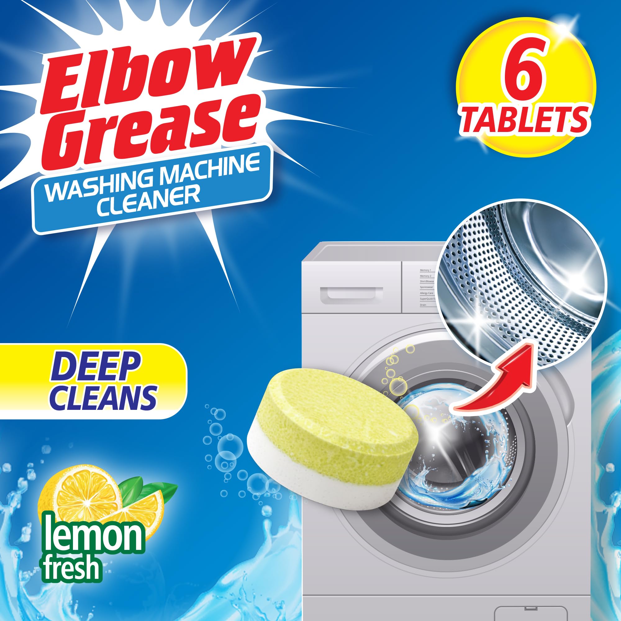 Elbow Grease Washing Machine Cleaner Tablets - Cleans Odors, Limescale & Build-up | 6 Tablets 2