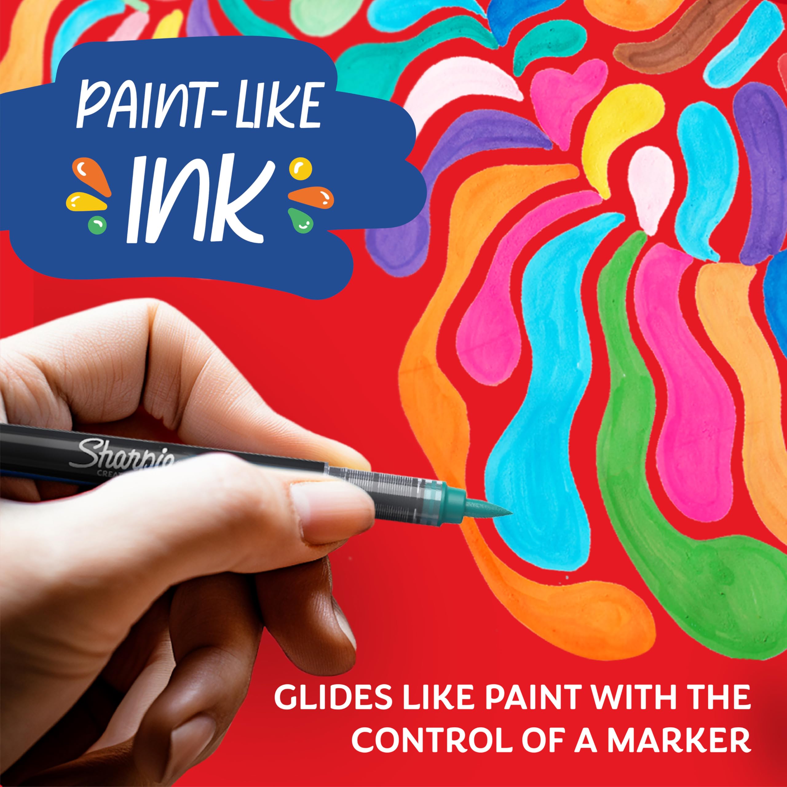 Sharpie Creative Marker Acrylic Paint Pens - Water-Based, No-Bleed Ink | Black | Pack of 6 3