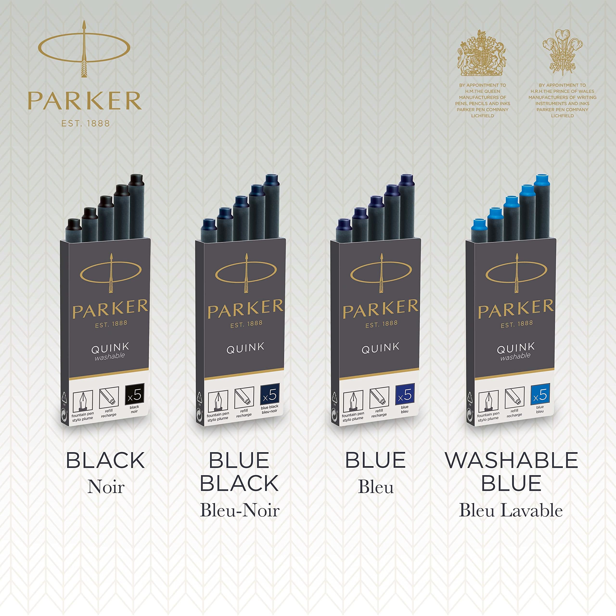 PARKER QUINK Long Fountain Pen Ink Refill Cartridges - Black Ink | 10 Count 7