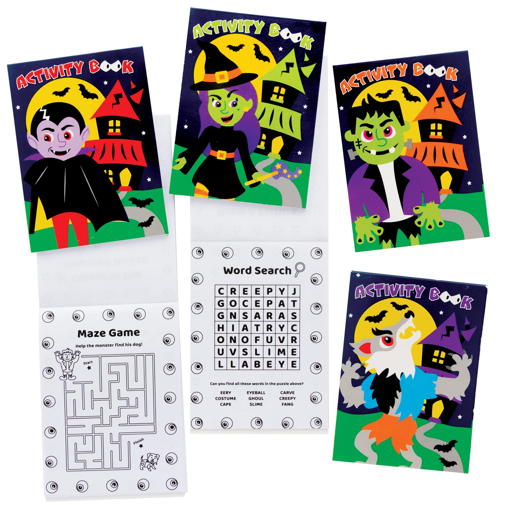 Baker Ross FE776 Halloween Mini Activity Book - 12-Pack Puzzle Books for Kids, Party Bag Fillers 1