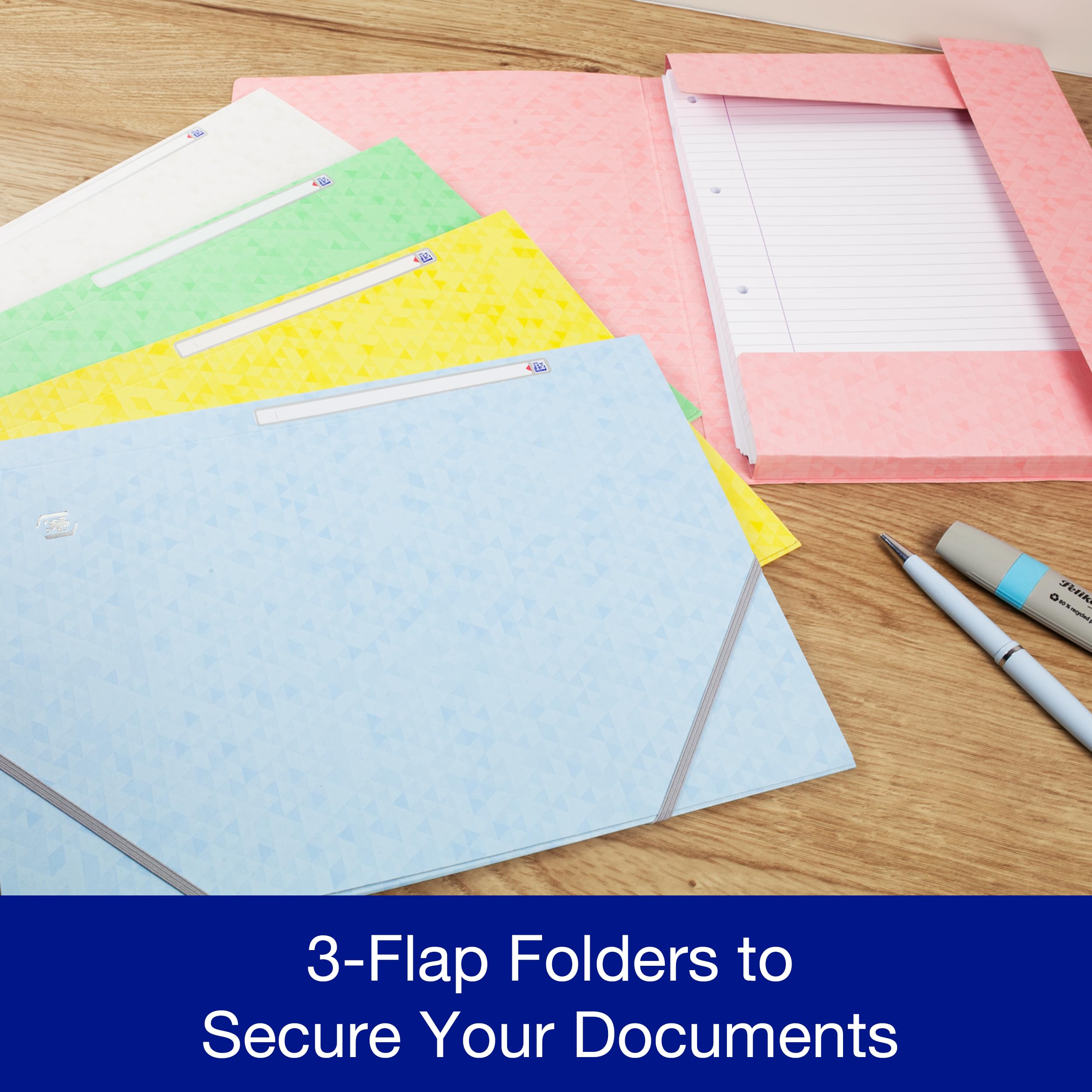 Oxford Document Wallets - A4, 10 Pack Assorted Pastel Colours | 200 Sheet Capacity 3