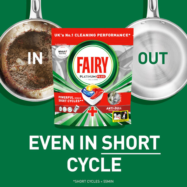 Fairy Platinum Plus Complete Dishwasher Tablets, 40 Tablets, Lemon, With Anti-Dull Technology