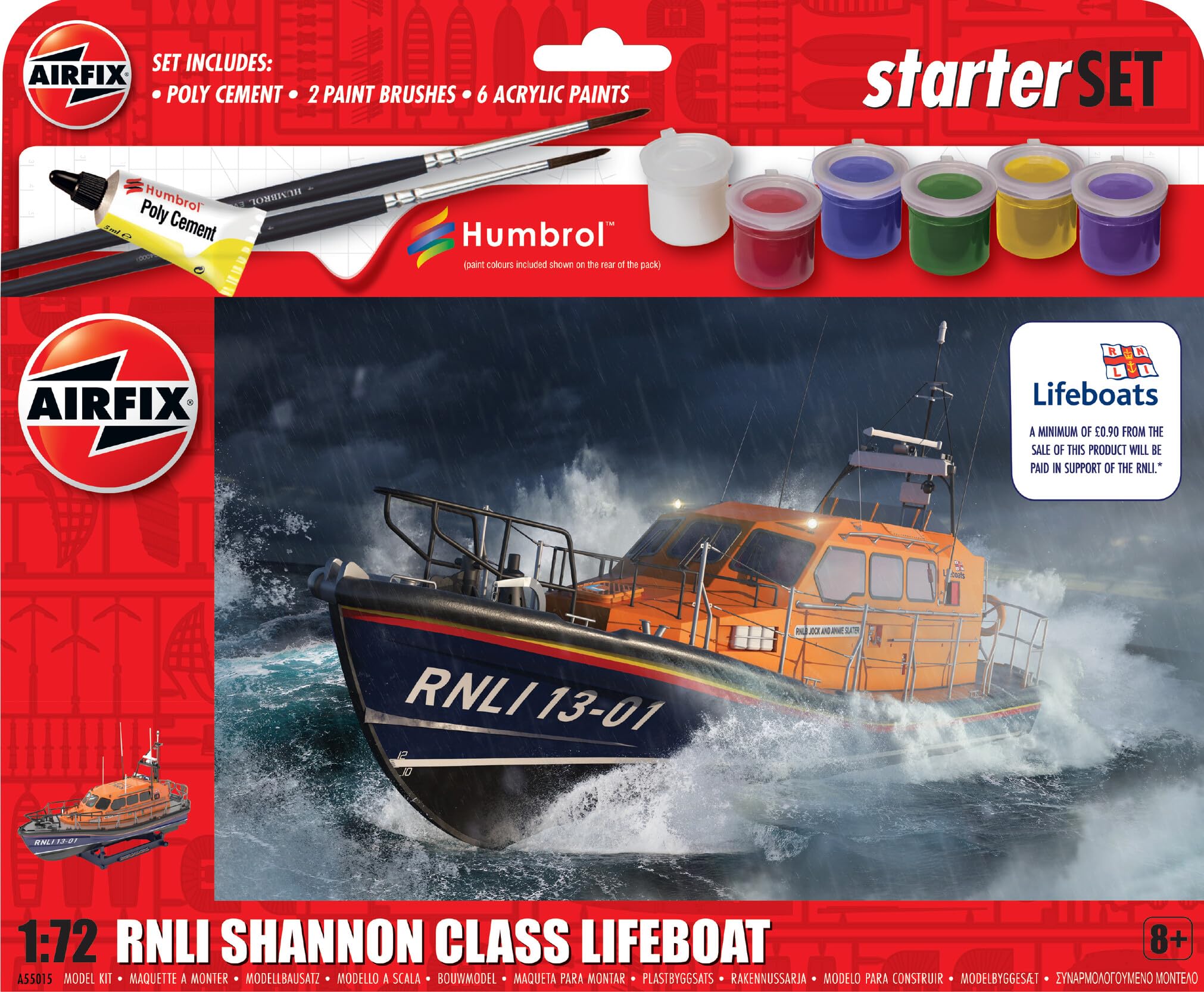 Airfix A55015 RNLI Shannon Class Lifeboat Starter Set - 54 Piece Model Kit for Ages 8+ 1