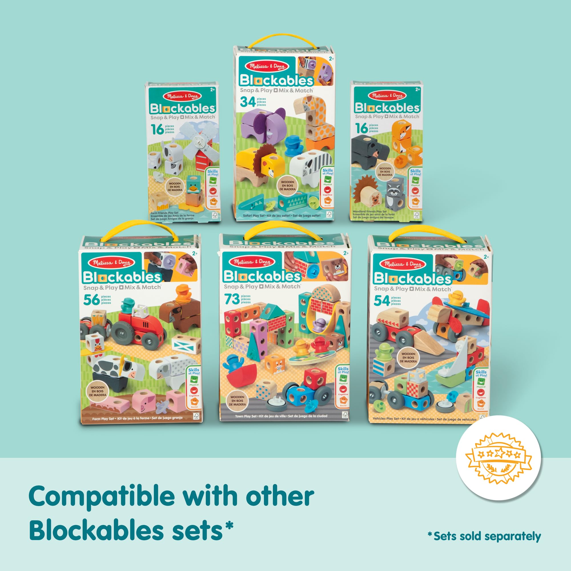 Melissa & Doug Blockables Town Snap And Play Connectable Wooden Blocks Set | Ages 2-7 | 73 Pieces 9