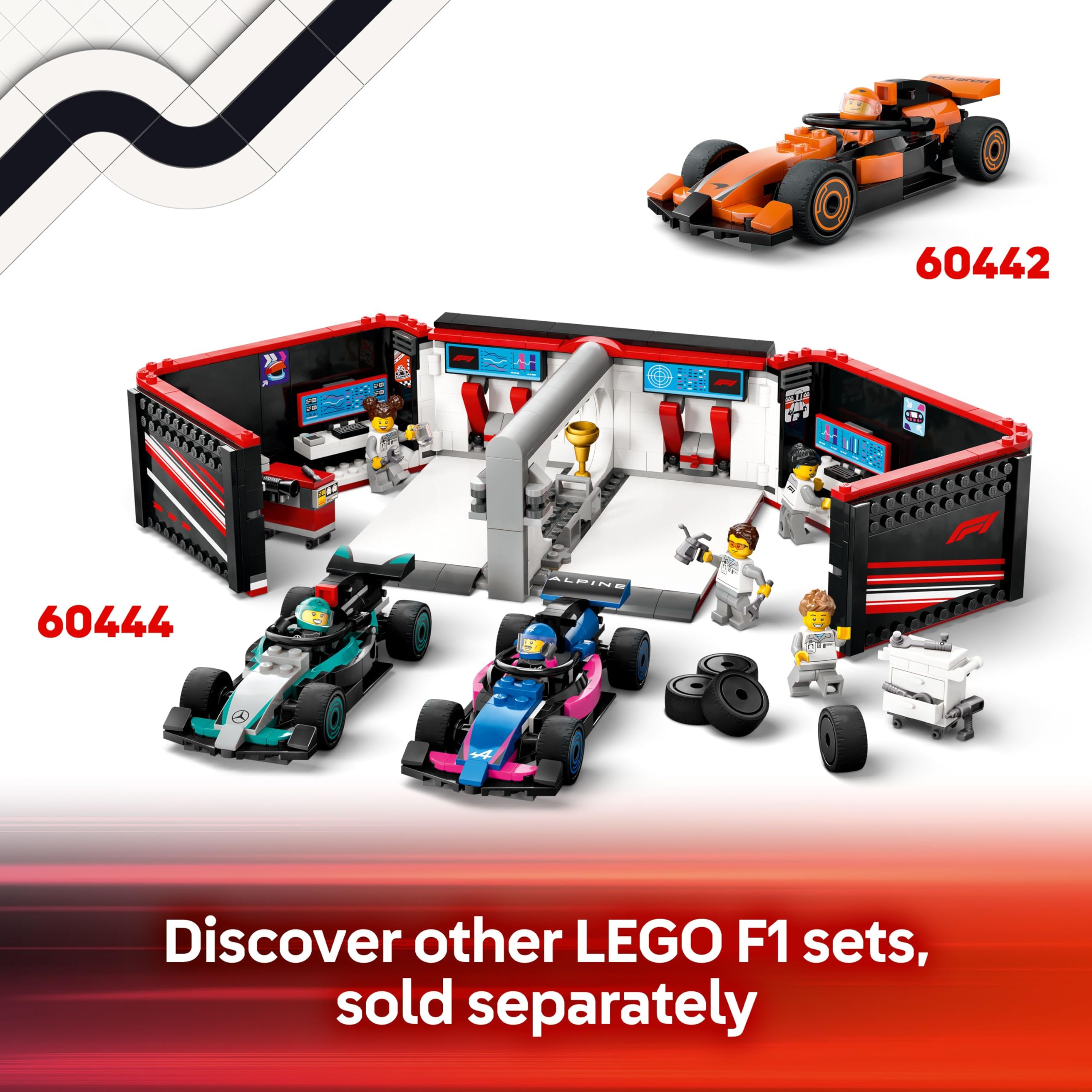 LEGO City F1 Pit Stop & Pit Crew with Ferrari Car Building Set | Model 60443 | Ages 6+ 7