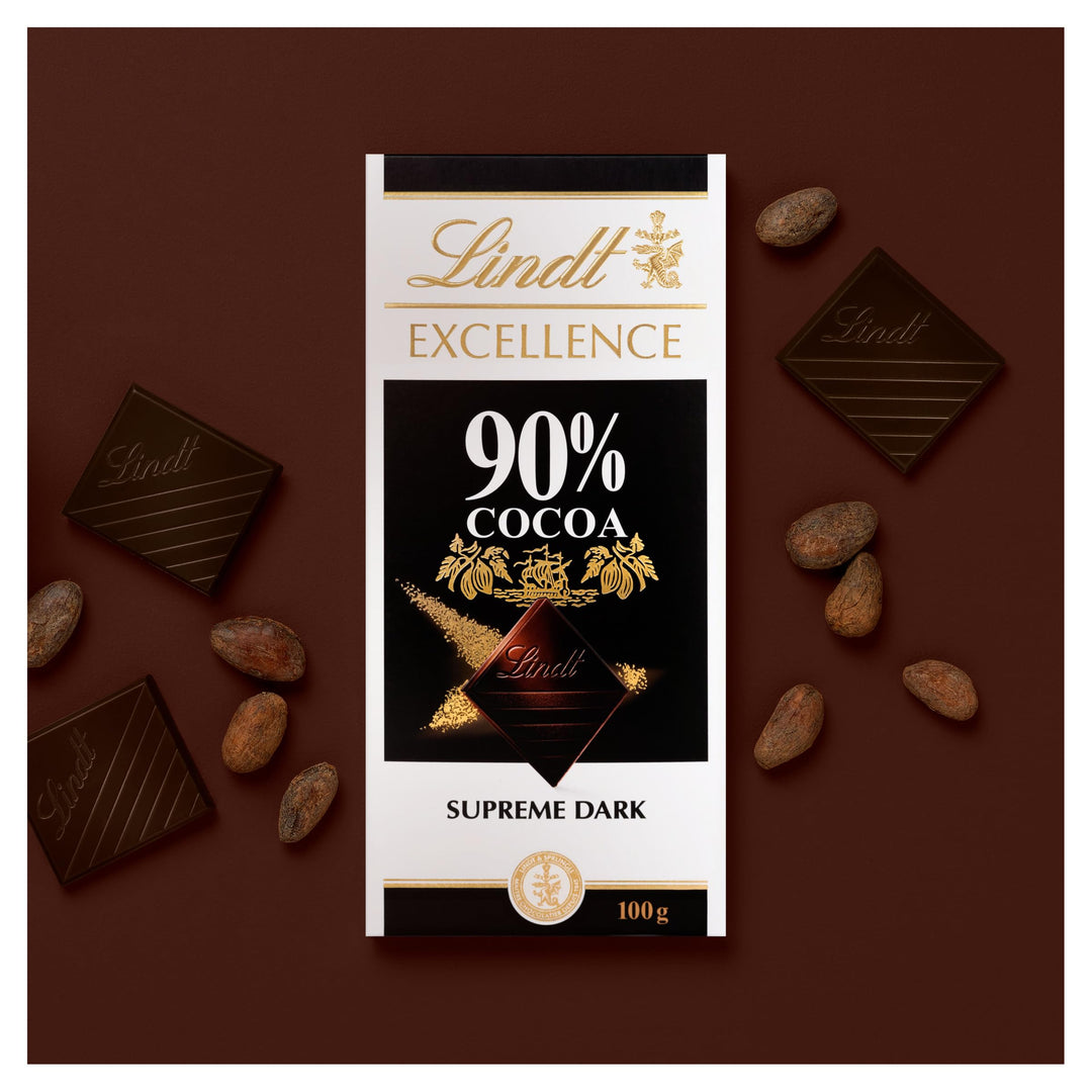 Lindt Excellence Supreme Dark 90% Cocoa Chocolate Bar 100g