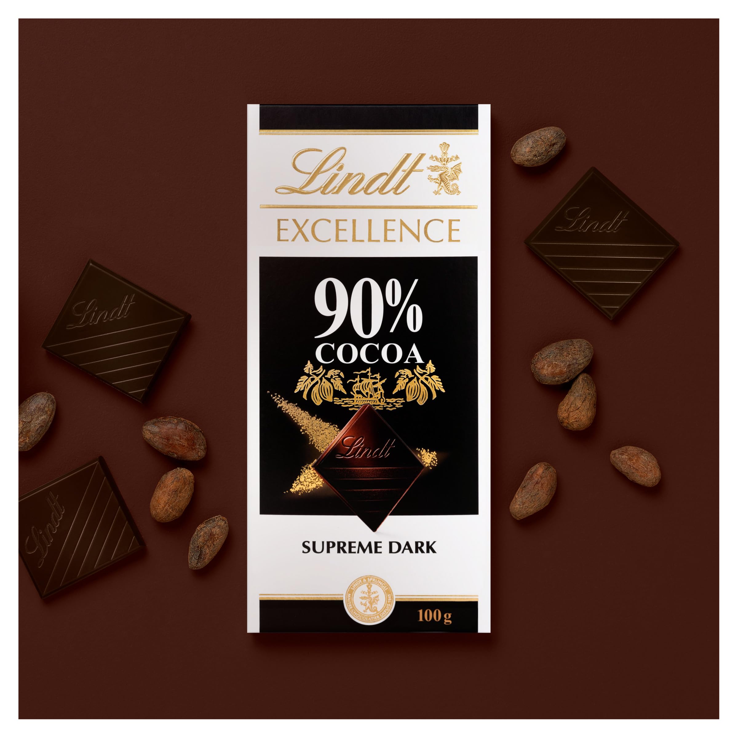 Lindt Excellence Supreme Dark 90% Cocoa Chocolate Bar 100g 6