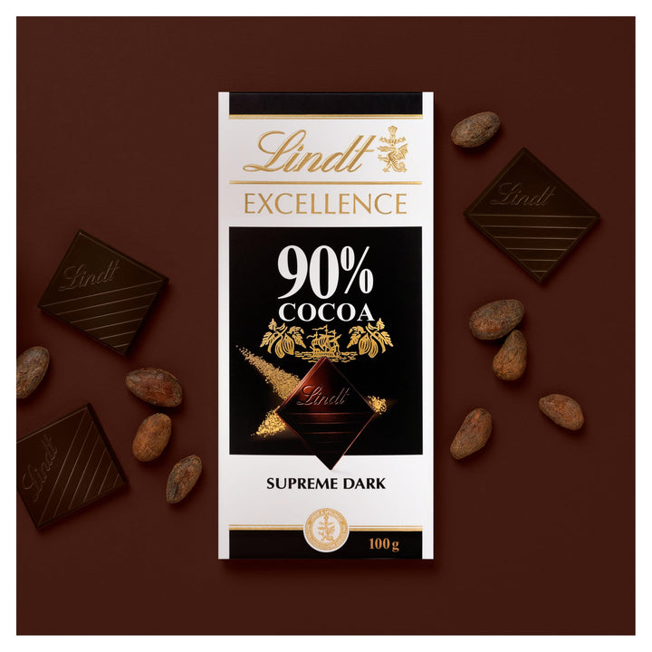 Lindt Excellence Supreme Dark 90% Cocoa Chocolate Bar 100g