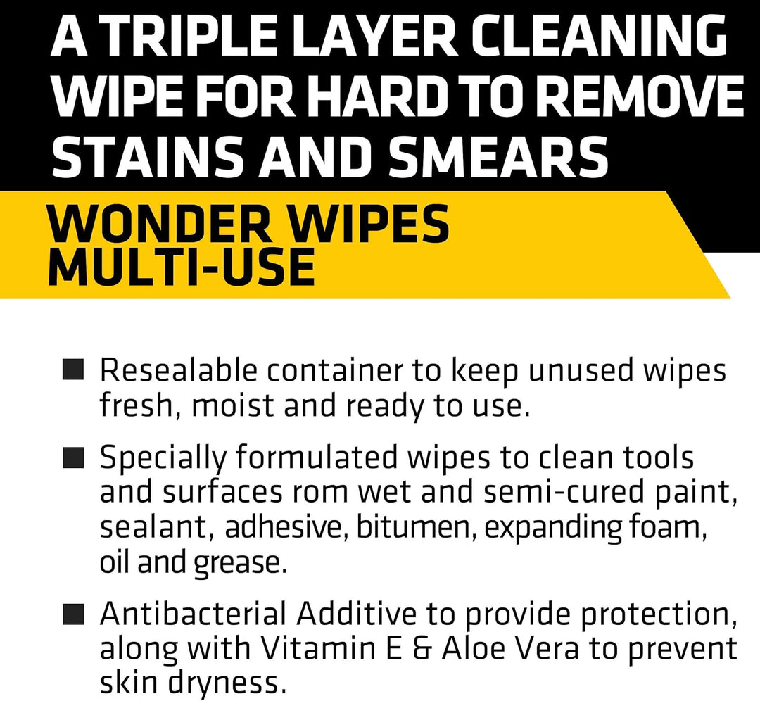 Everbuild - Wonder Wipes Multi-Use Cleaning Wipes, 100 Wipes, Red